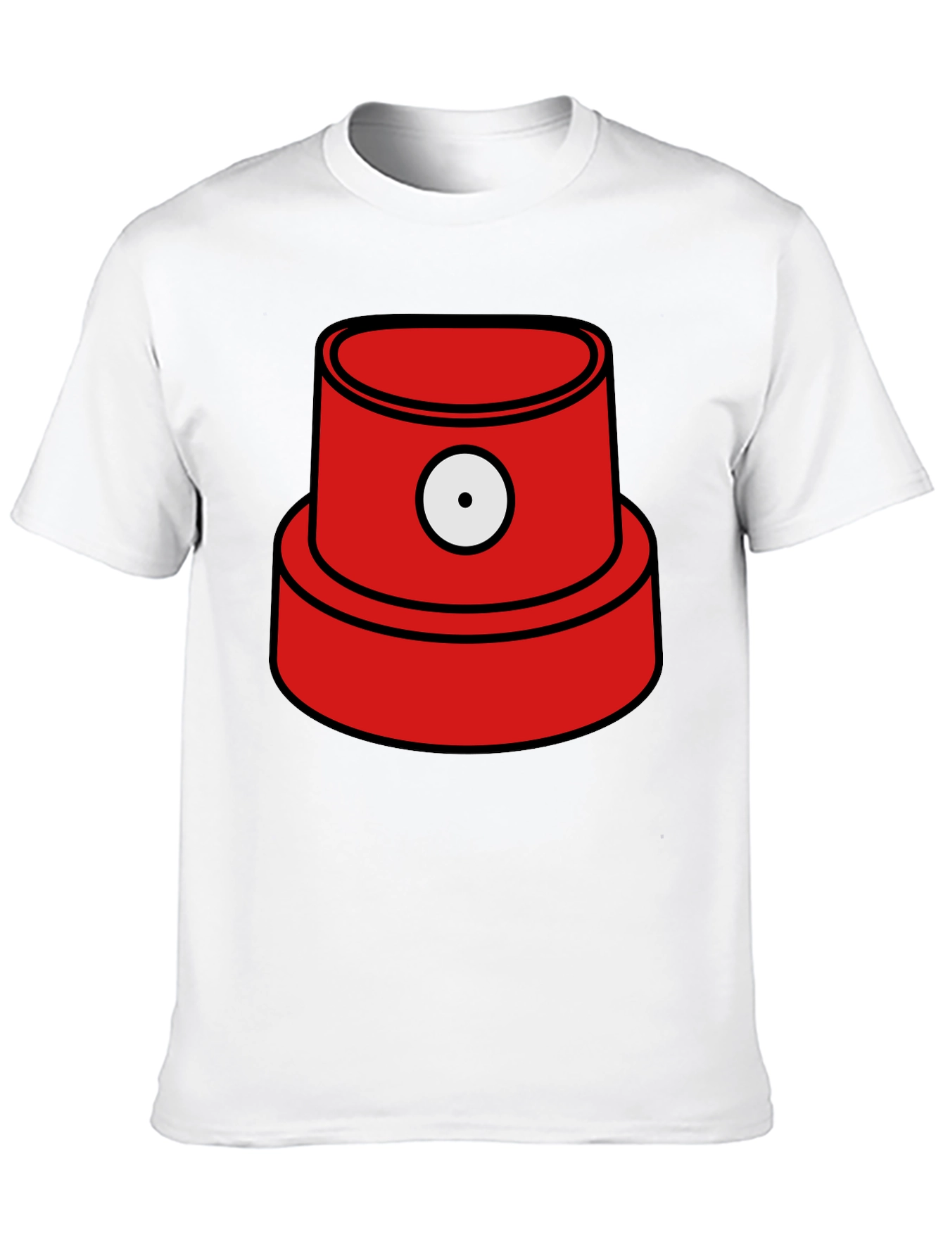 Red Spray Paint Cap Graphic Black T-Shirt