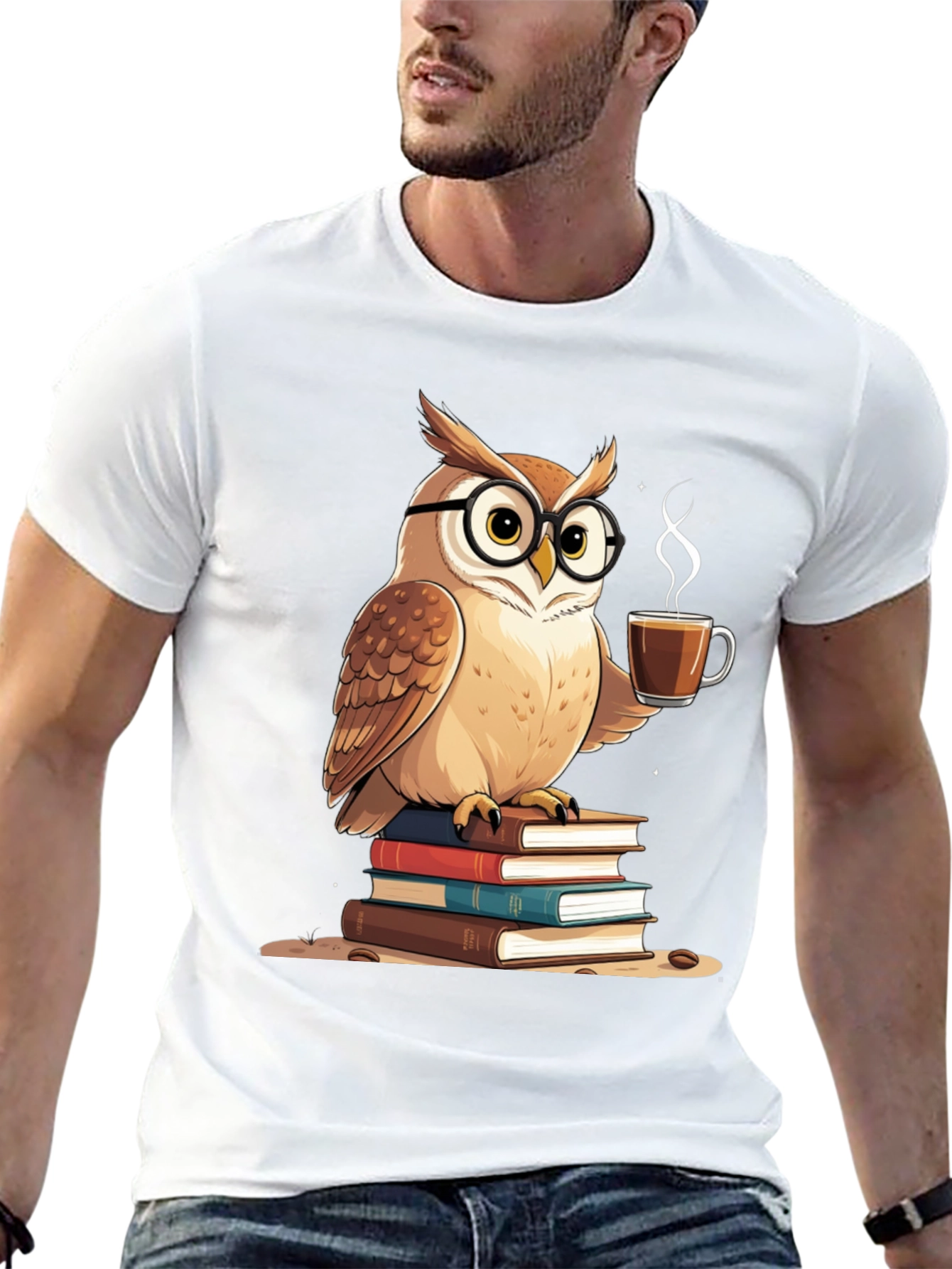 Owl Lover T-Shirt - Coffee and Books
