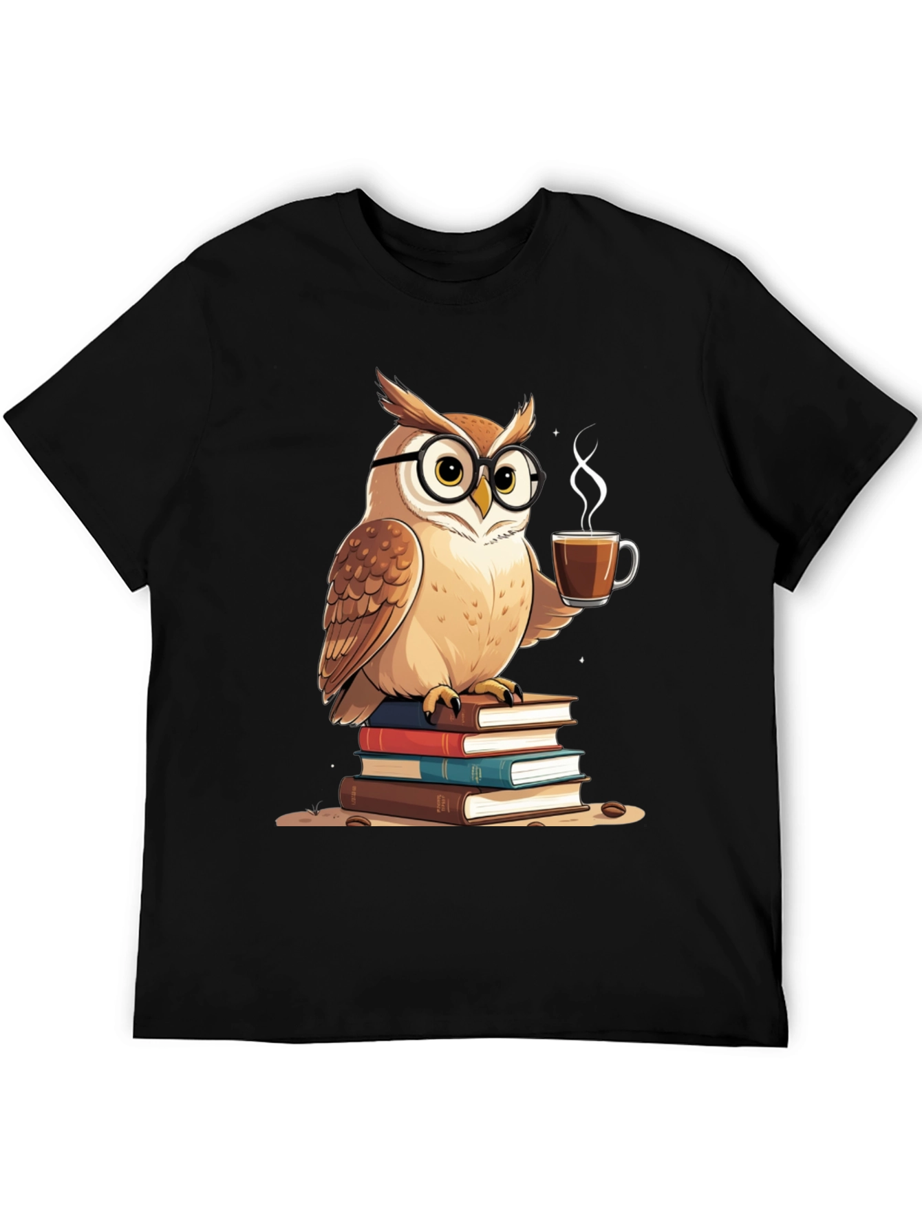 Owl Lover T-Shirt - Coffee and Books