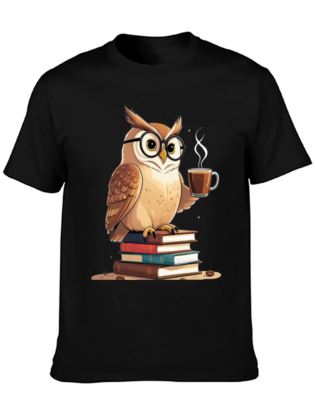 Owl Lover T-Shirt - Coffee and Books