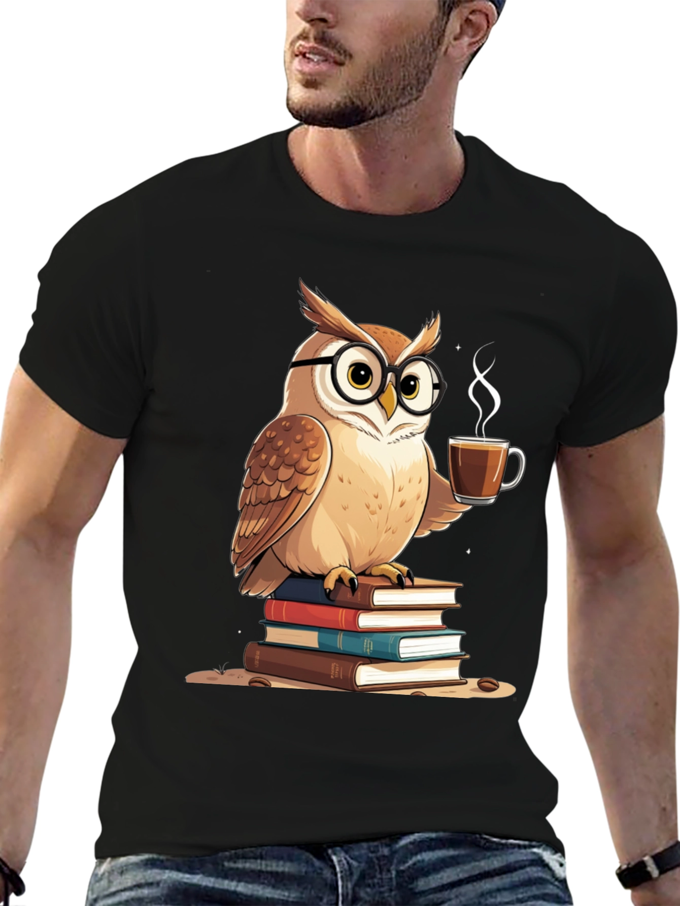 Owl Lover T-Shirt - Coffee and Books