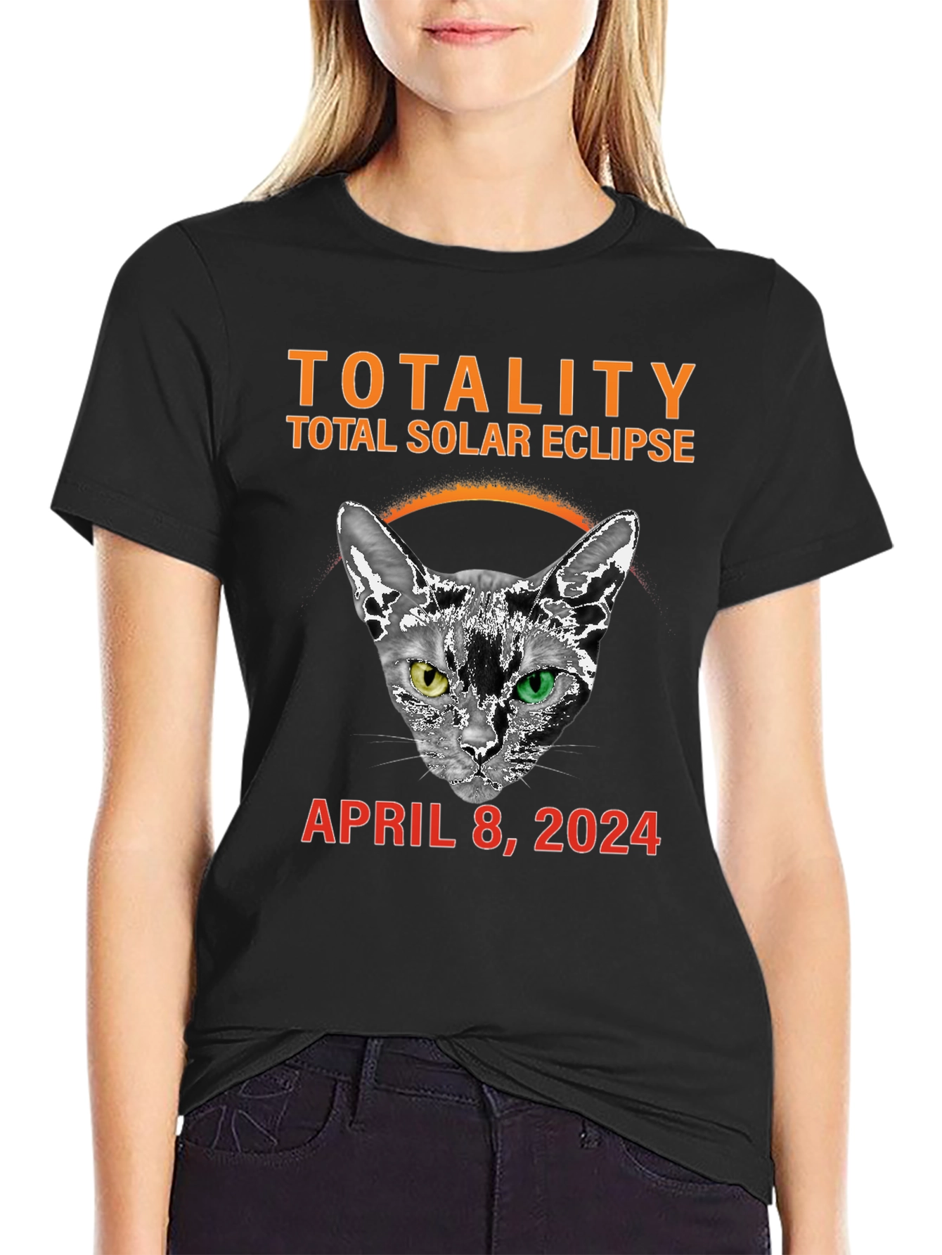 Total Solar Eclipse Cat T-Shirt: April 8 2024