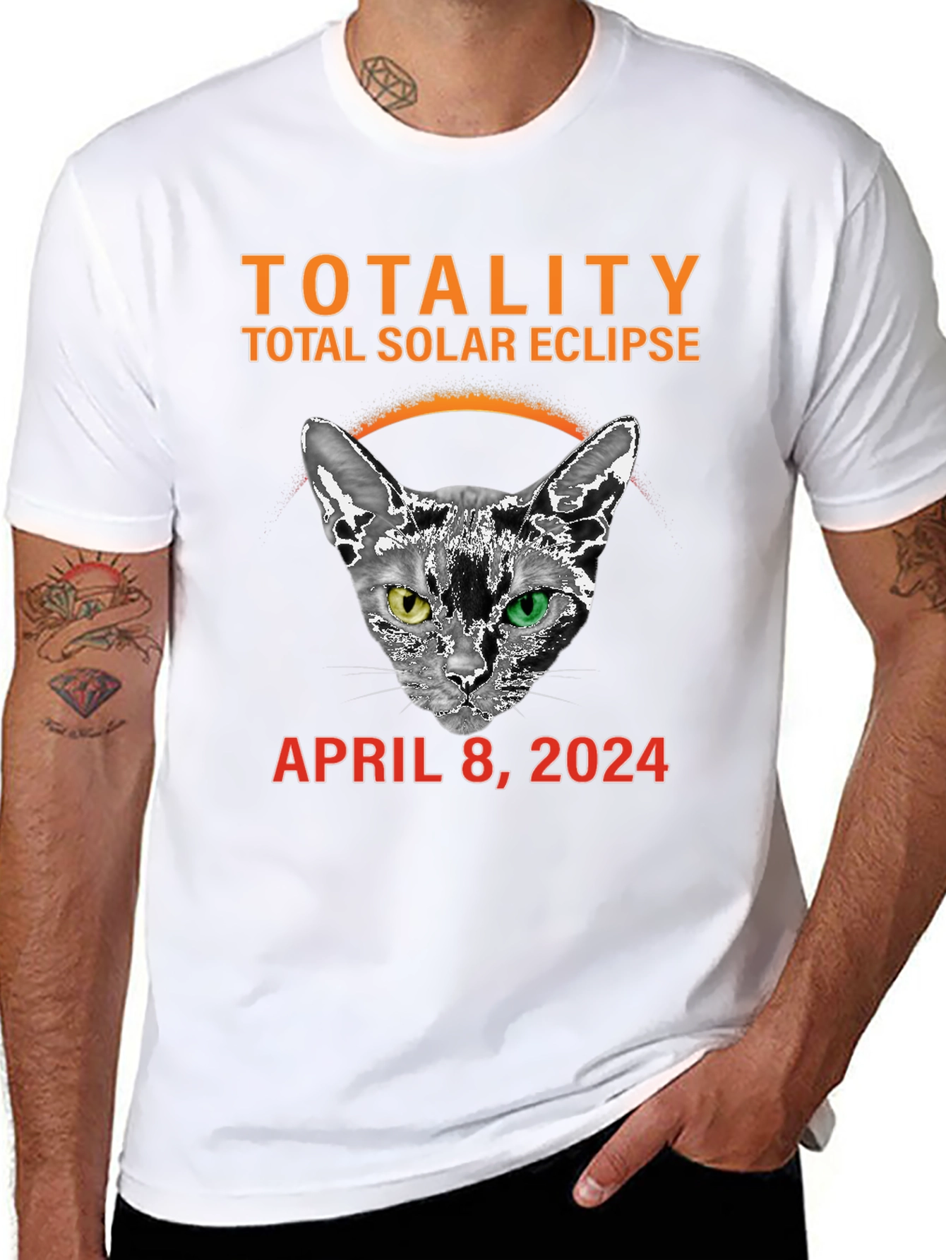 Total Solar Eclipse Cat T-Shirt: April 8 2024