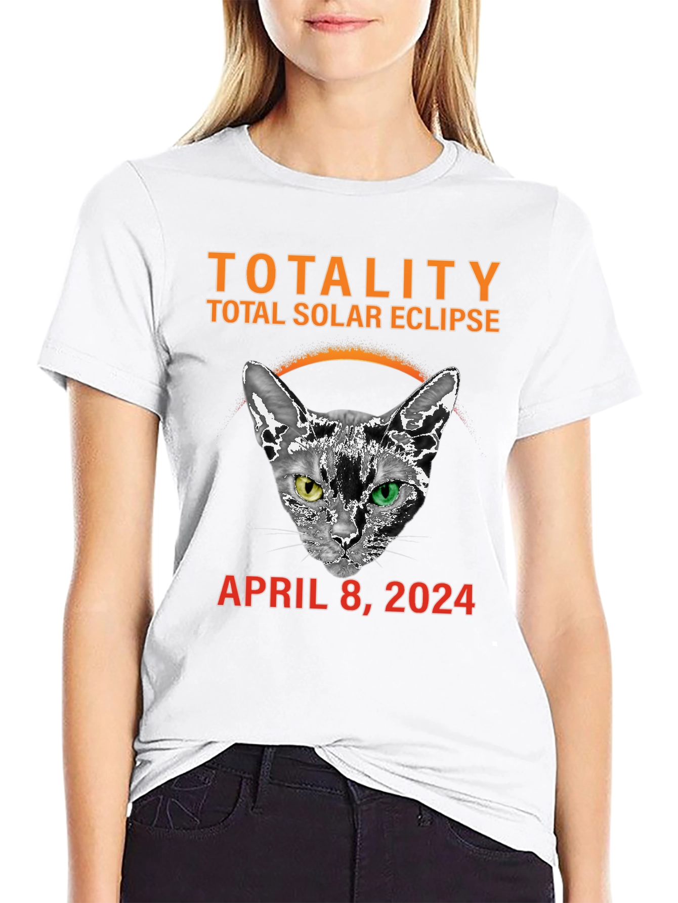 Total Solar Eclipse Cat T-Shirt: April 8 2024
