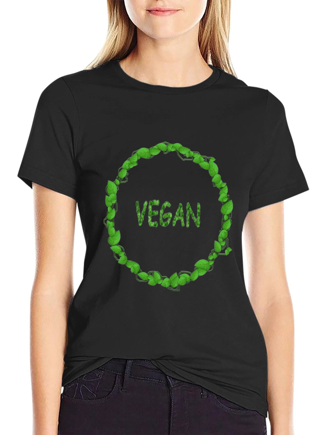 Vegan Leaf Circle Graphic Tee