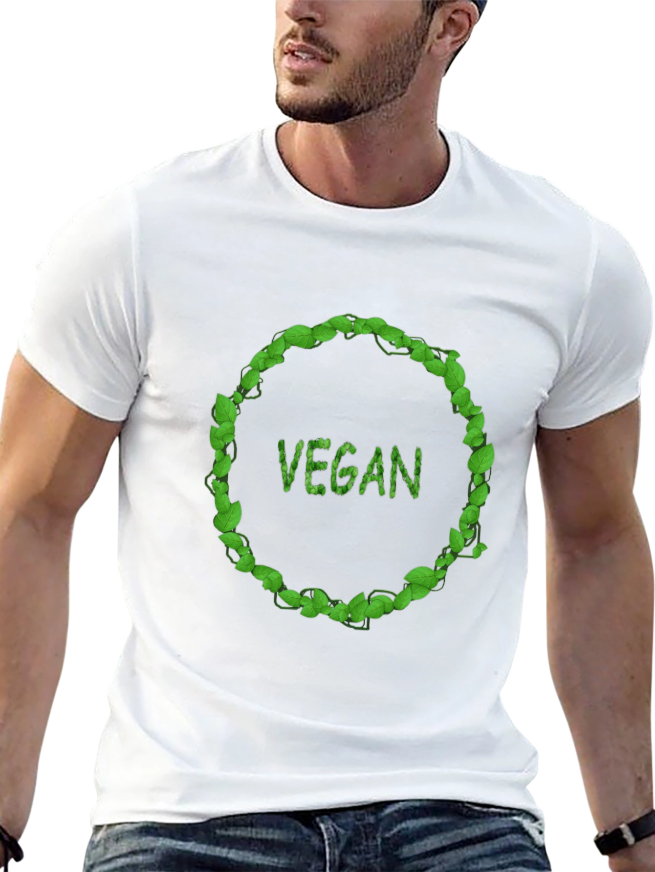 Vegan Leaf Circle Graphic Tee