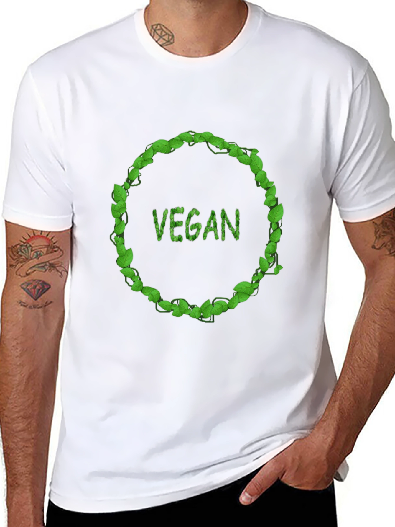 Vegan Leaf Circle Graphic Tee