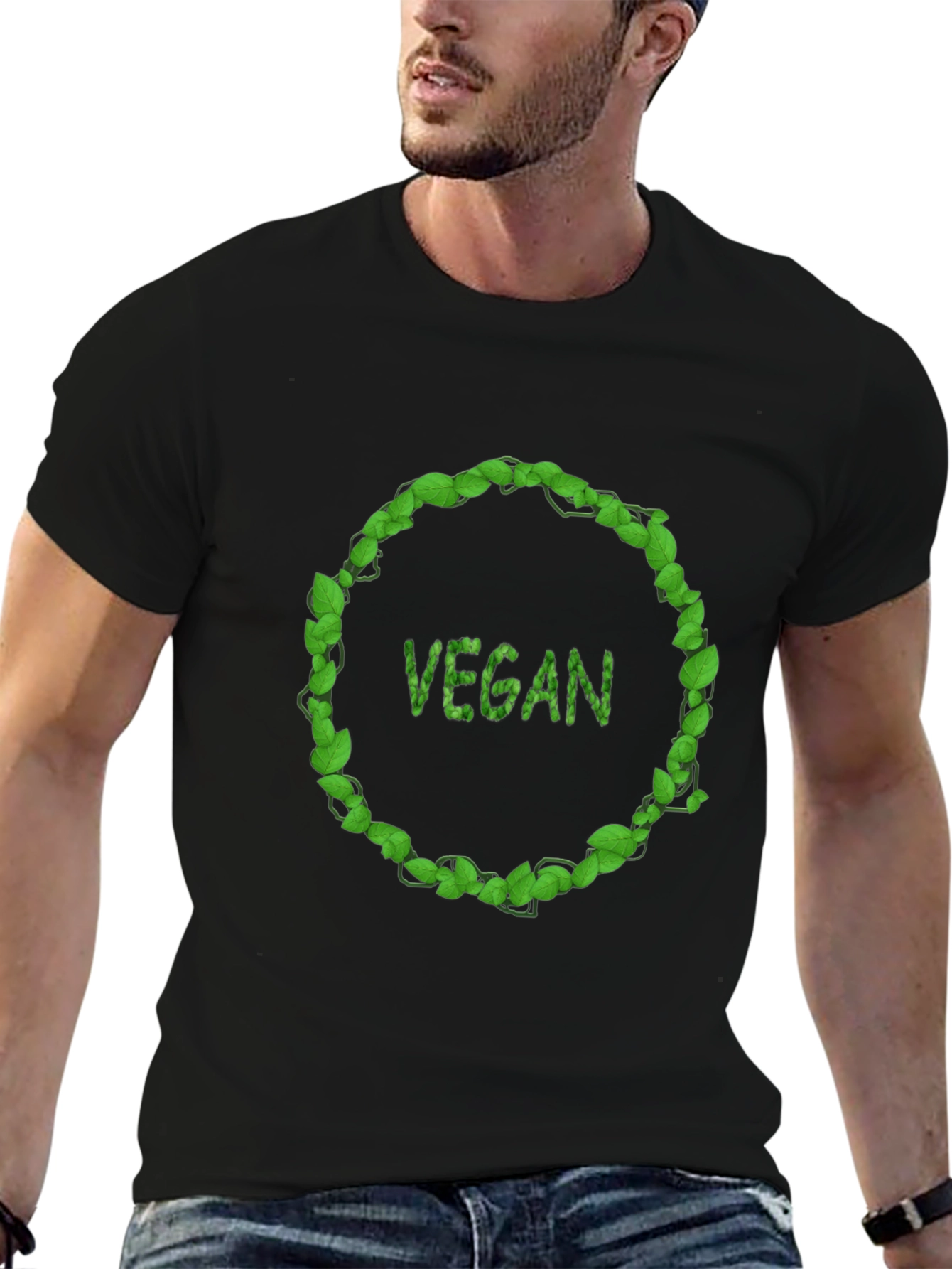 Vegan Leaf Circle Graphic Tee
