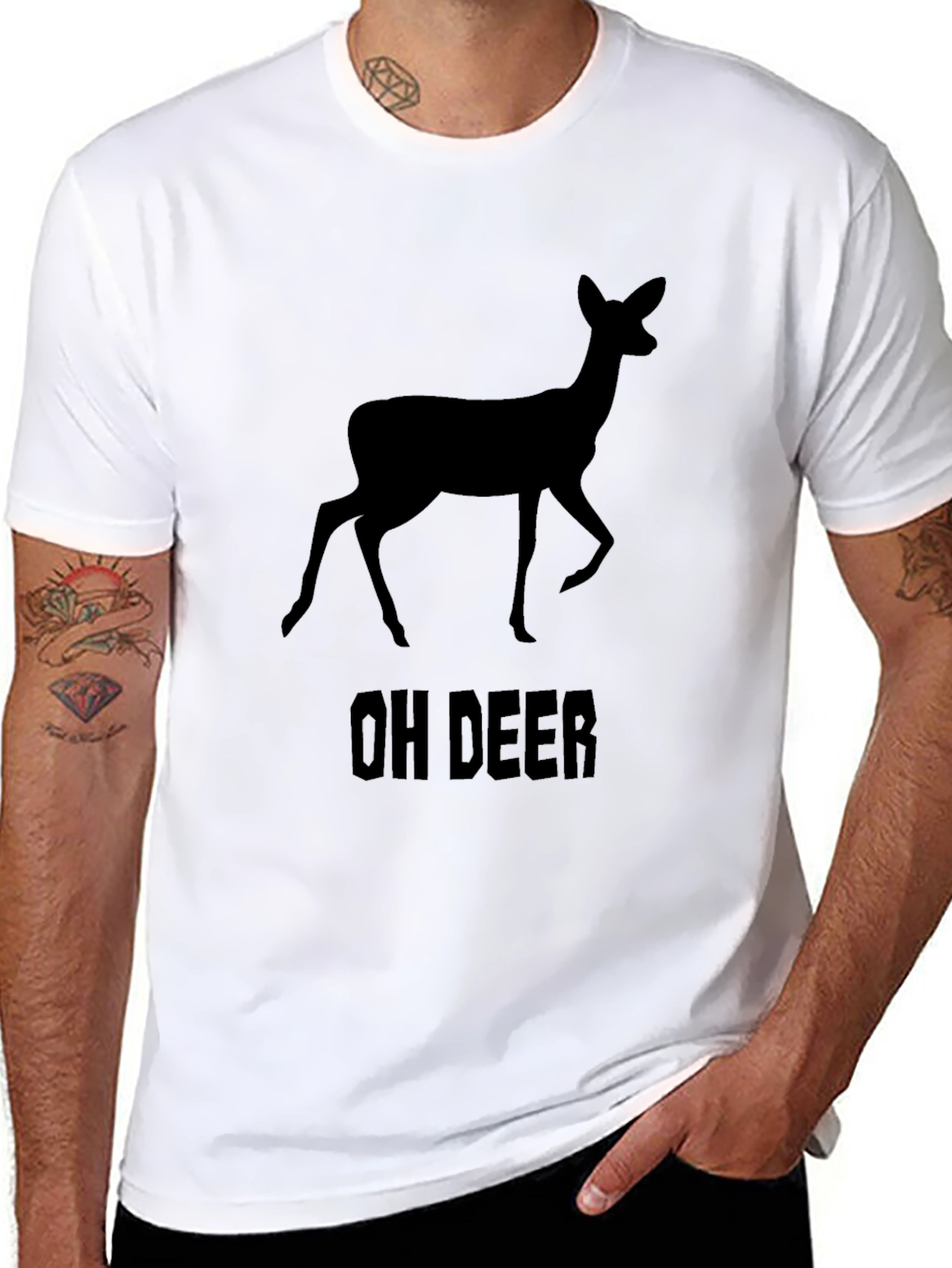 Oh Deer! Funny Graphic T-Shirt - Black