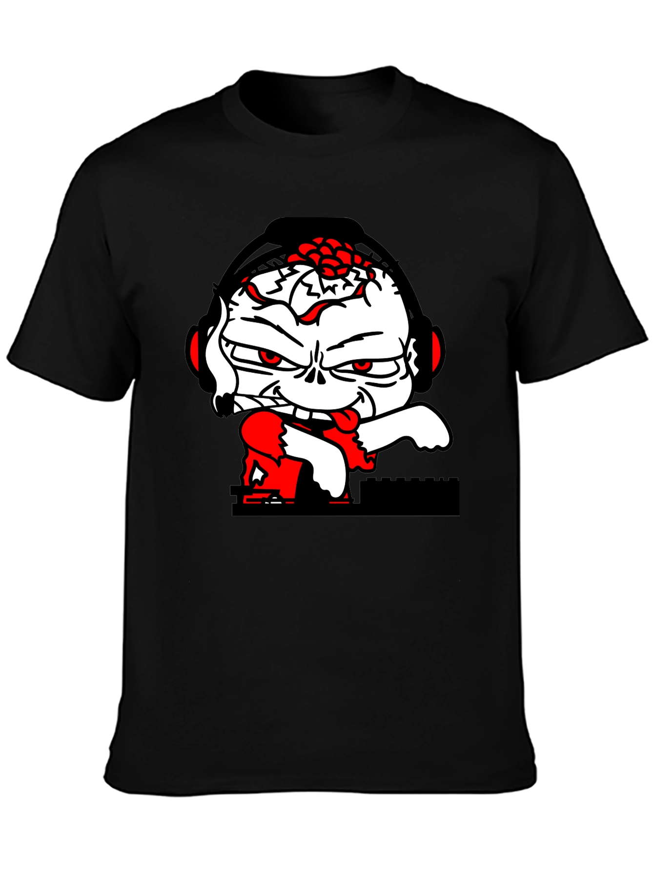 DJ Zombie Graphic Tee - Black Cotton Blend