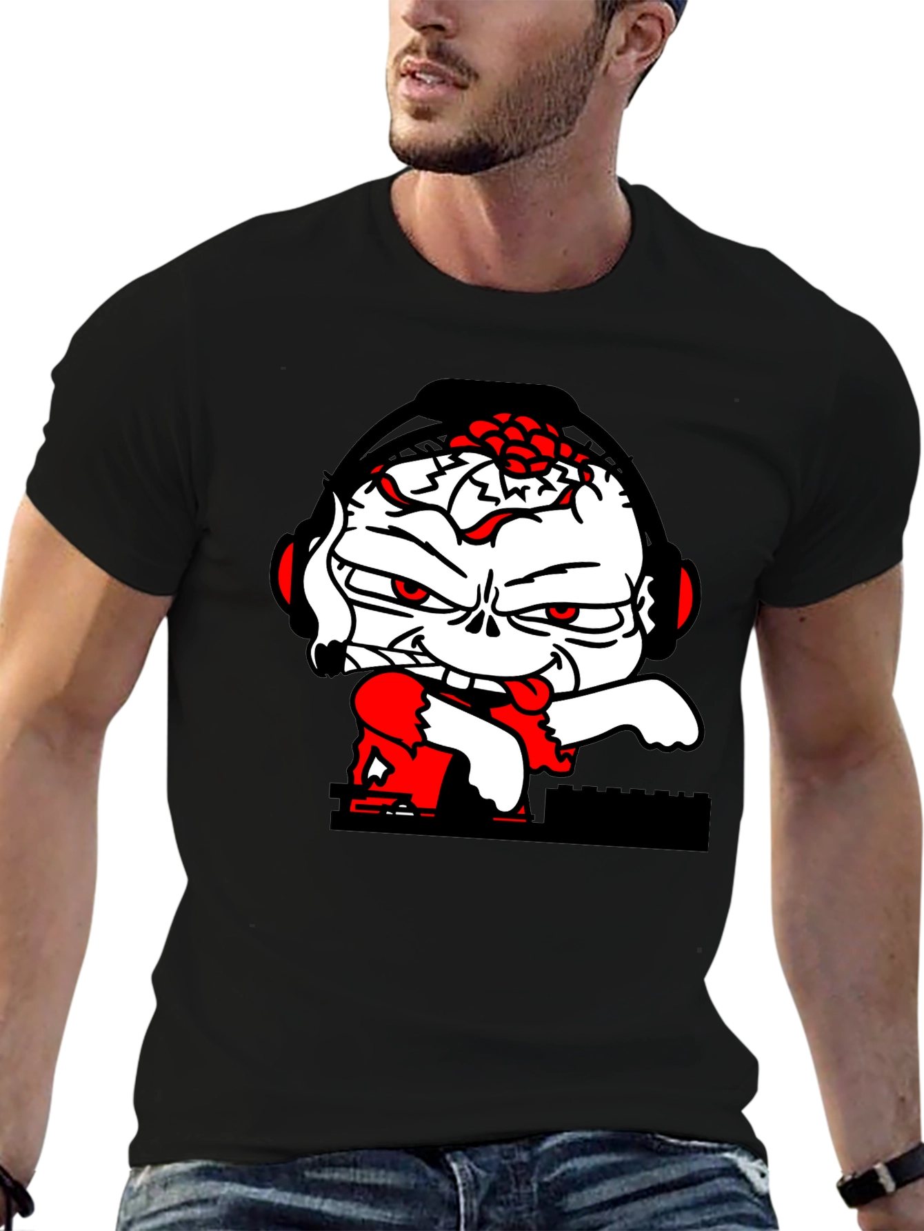 DJ Zombie Graphic Tee - Black Cotton Blend