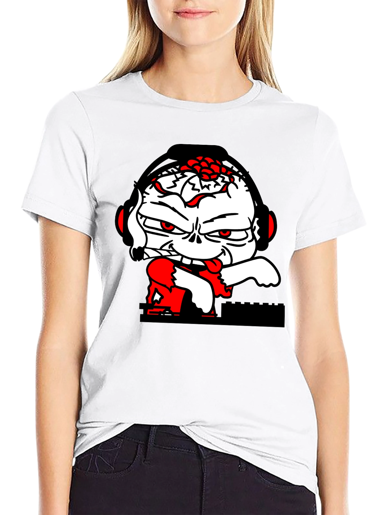 DJ Zombie Graphic Tee - Black Cotton Blend