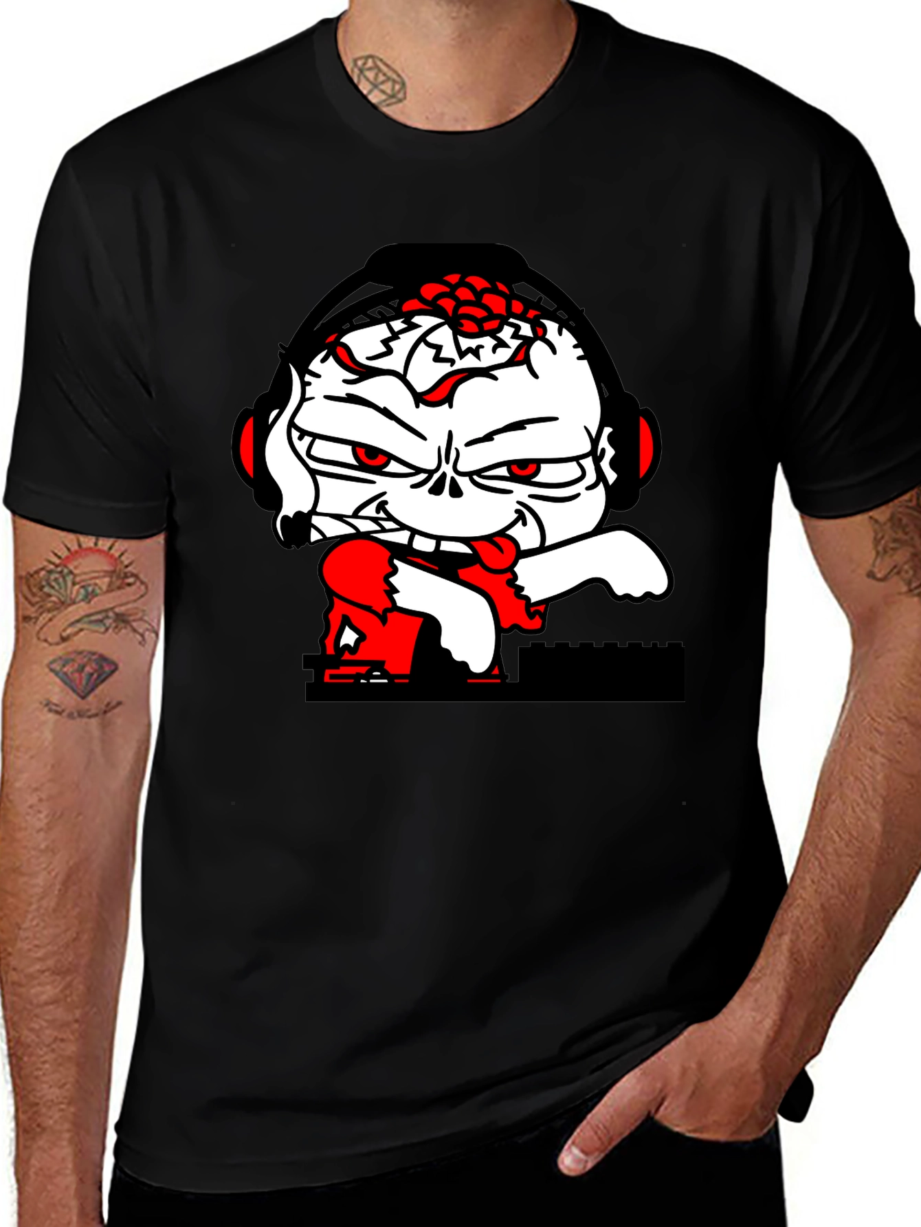 DJ Zombie Graphic Tee - Black Cotton Blend