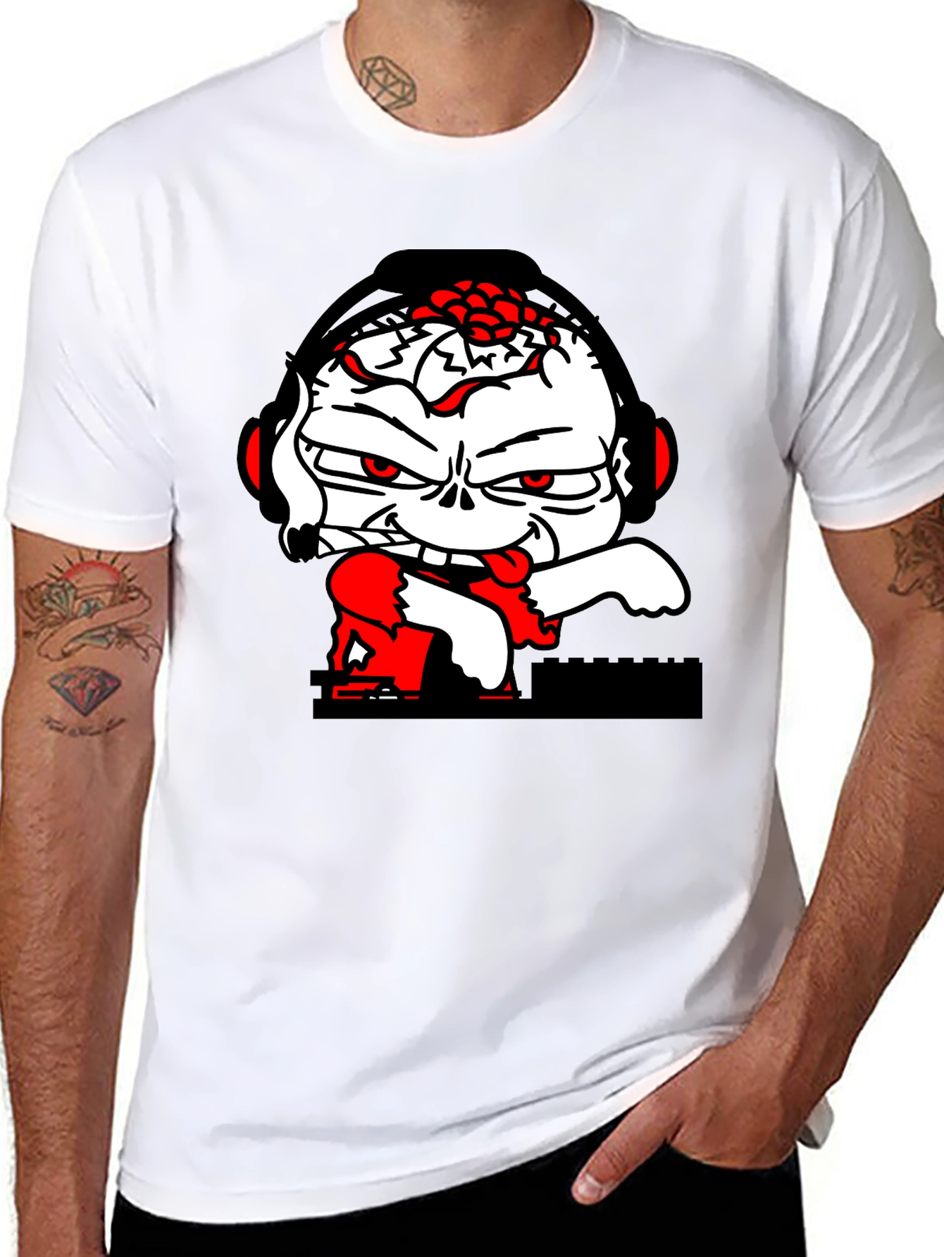 DJ Zombie Graphic Tee - Black Cotton Blend