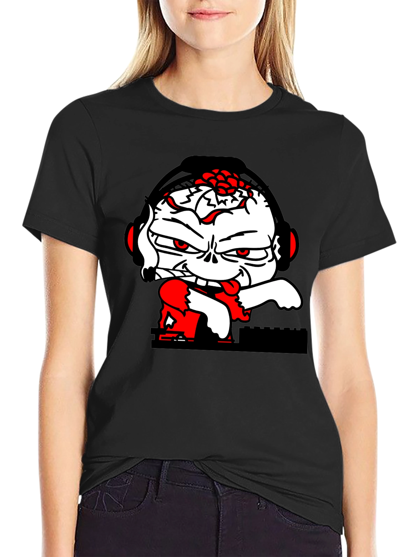 DJ Zombie Graphic Tee - Black Cotton Blend