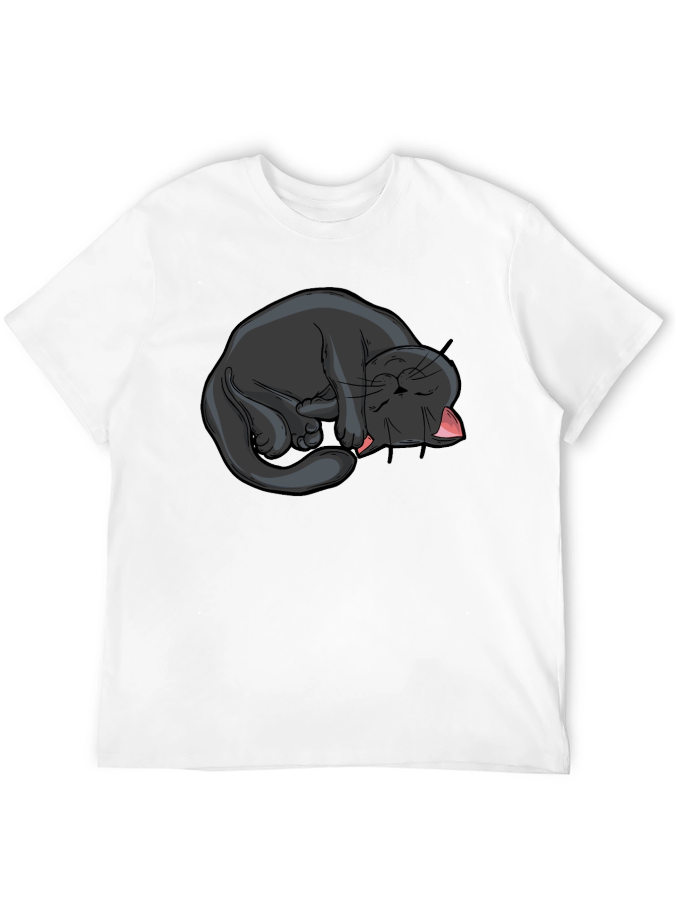 Black Cat Nap Graphic T-Shirt - Soft Cotton Tee