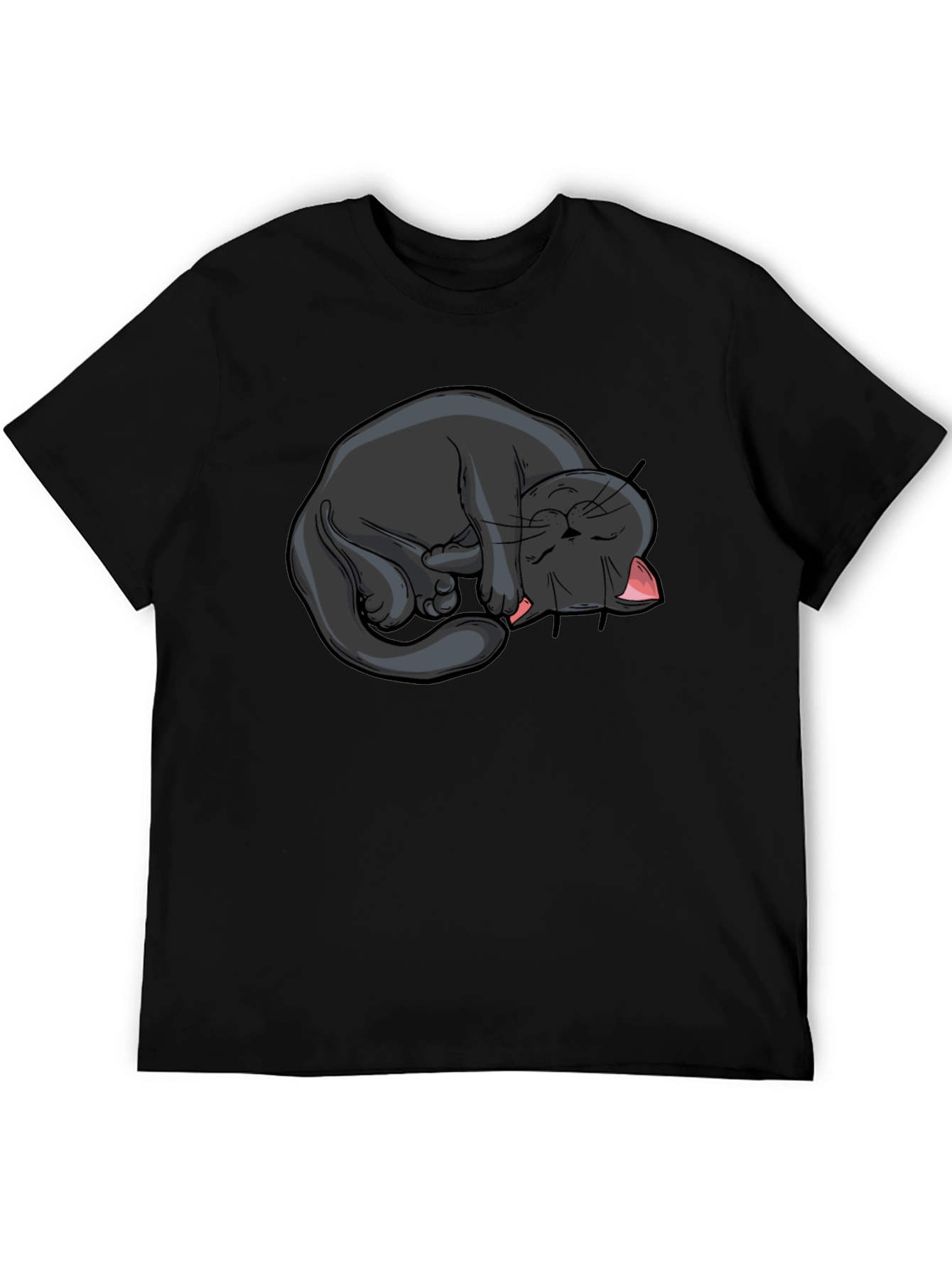 Black Cat Nap Graphic T-Shirt - Soft Cotton Tee