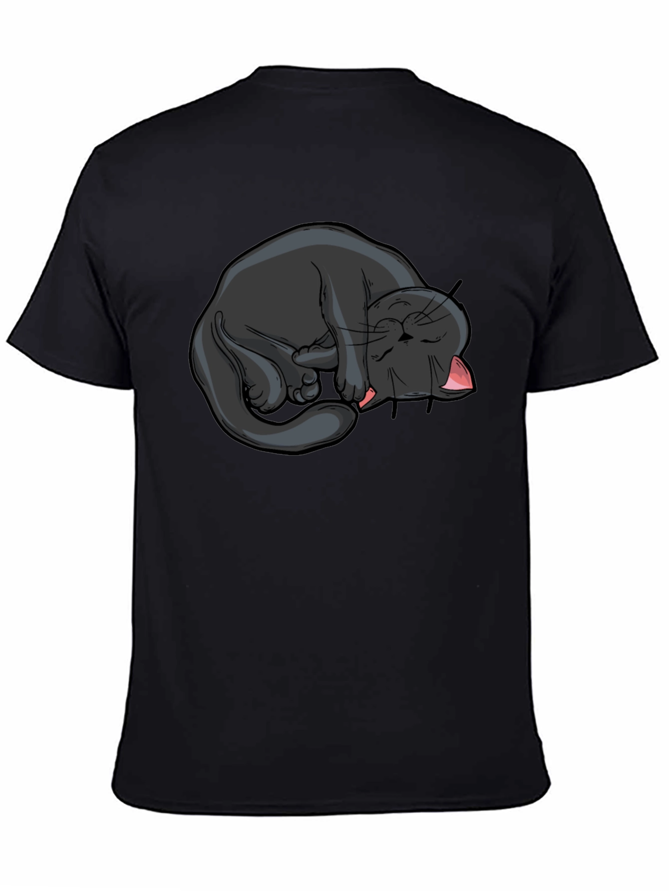 Black Cat Nap Graphic T-Shirt - Soft Cotton Tee