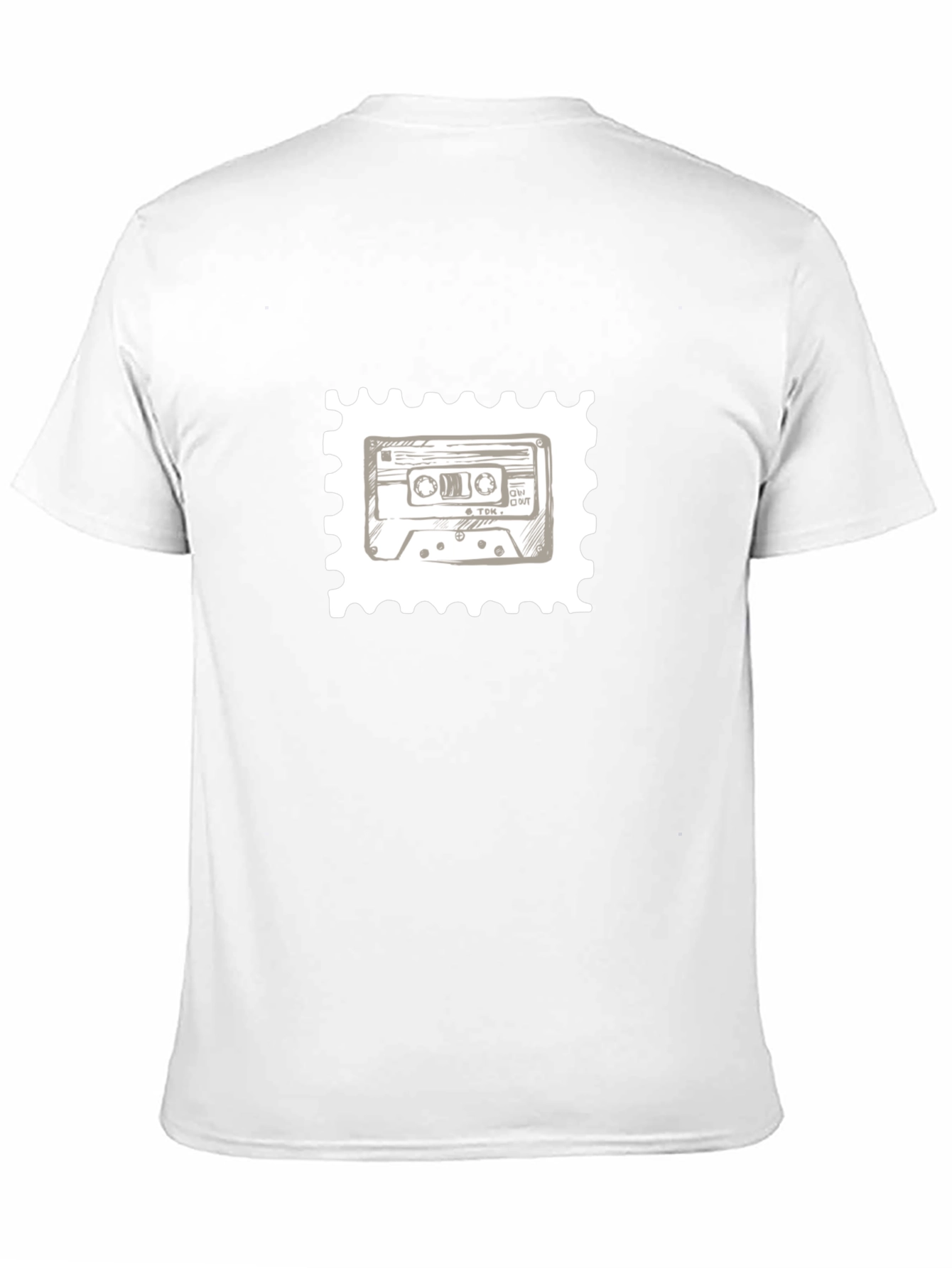 Retro Cassette Tape Stamp T-Shirt - Black