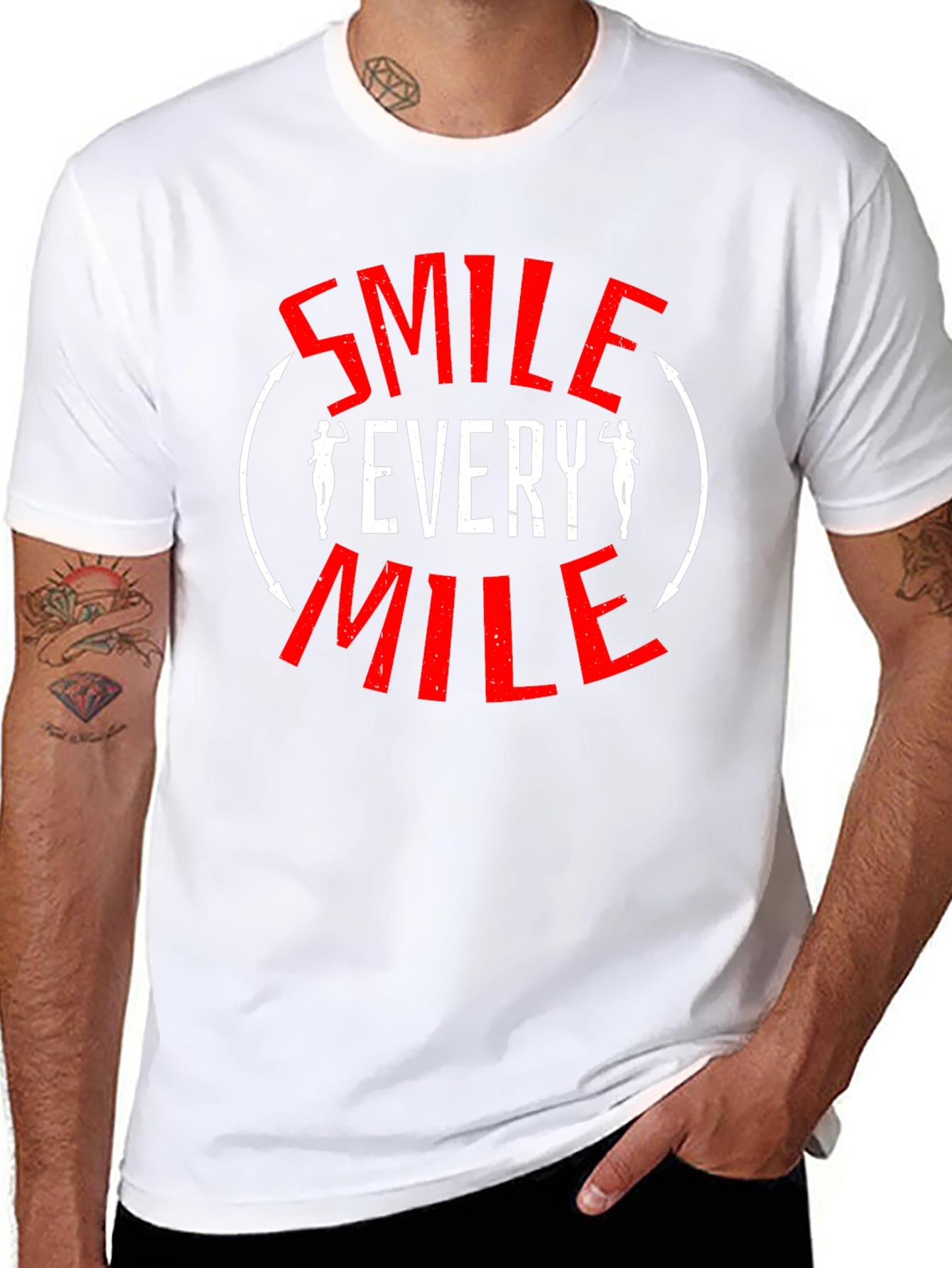 Smile Every Mile T-Shirt - Motivational Fitness Tee
