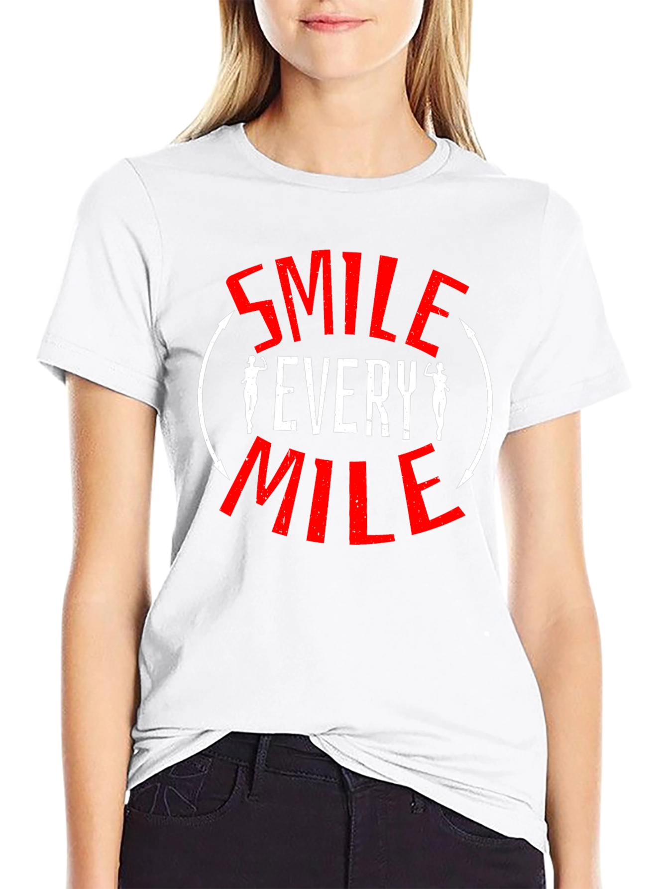 Smile Every Mile T-Shirt - Motivational Fitness Tee