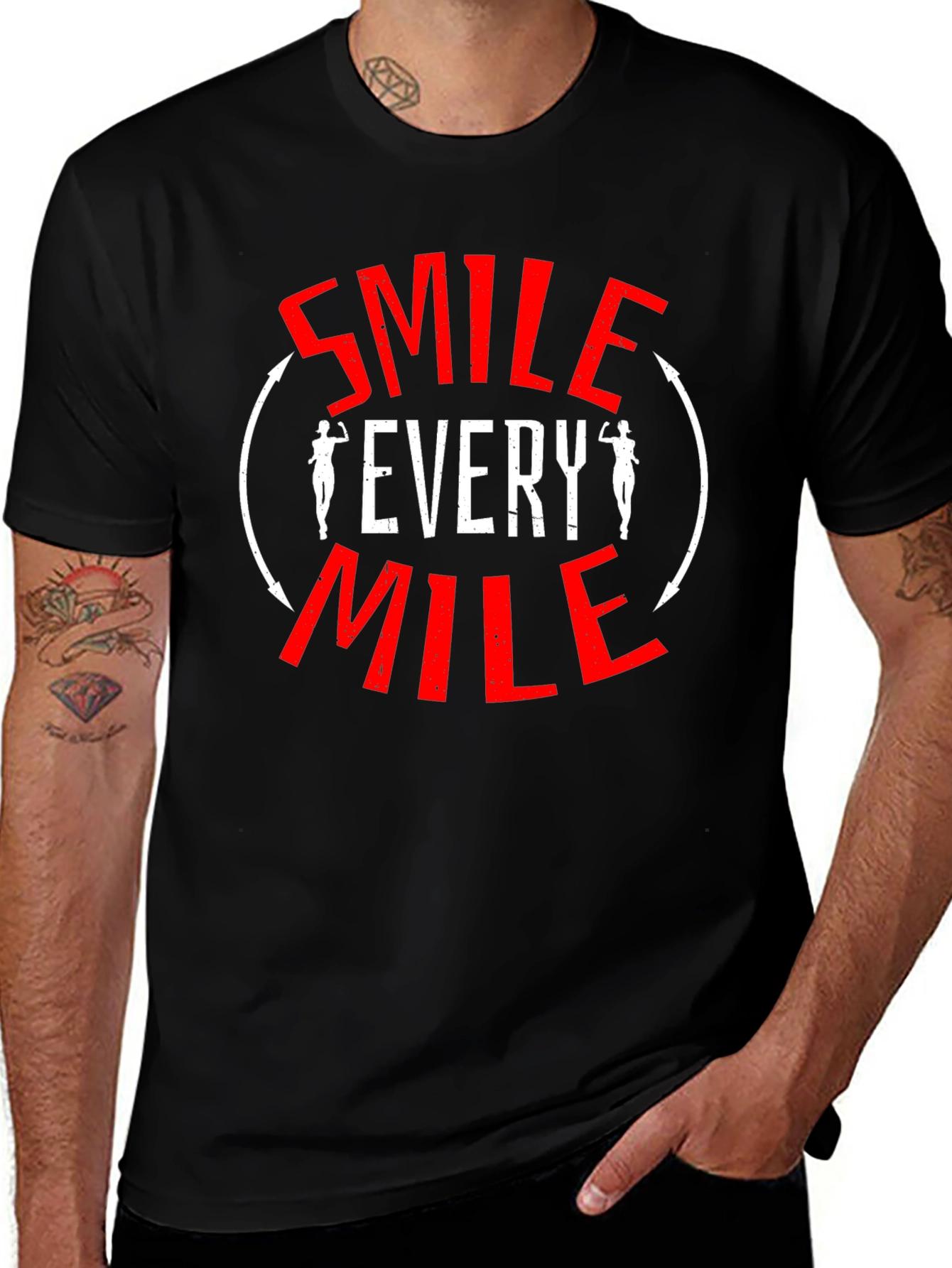 Smile Every Mile T-Shirt - Motivational Fitness Tee