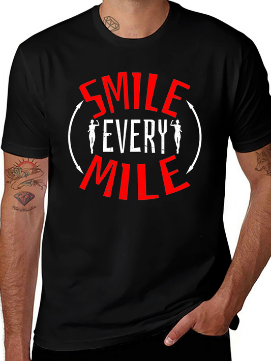 Smile Every Mile T-Shirt - Motivational Fitness Tee