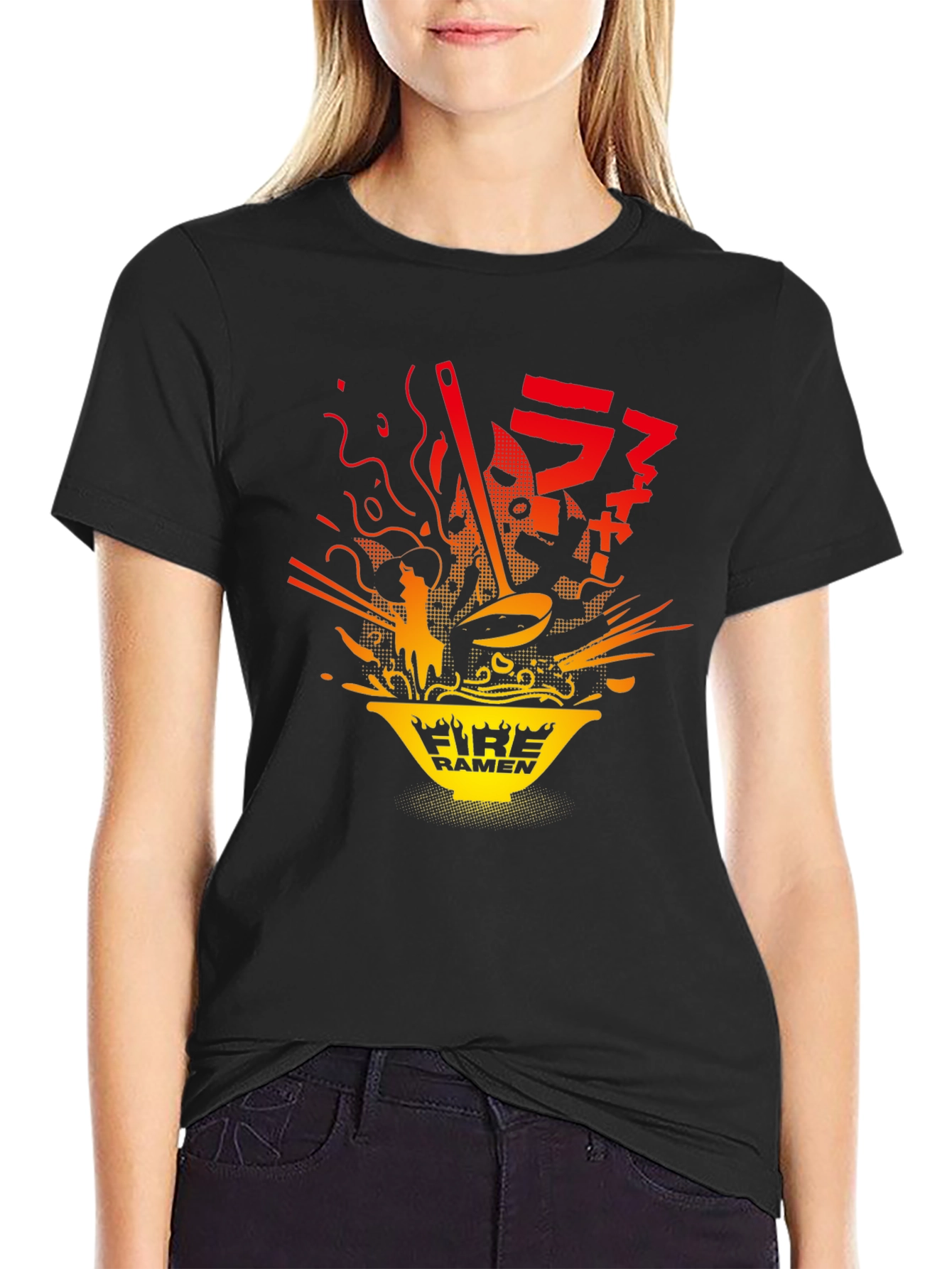 Fire Ramen Graphic Tee - Bold Anime Style