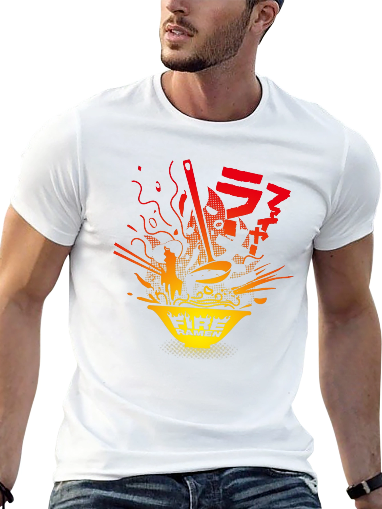 Fire Ramen Graphic Tee - Bold Anime Style