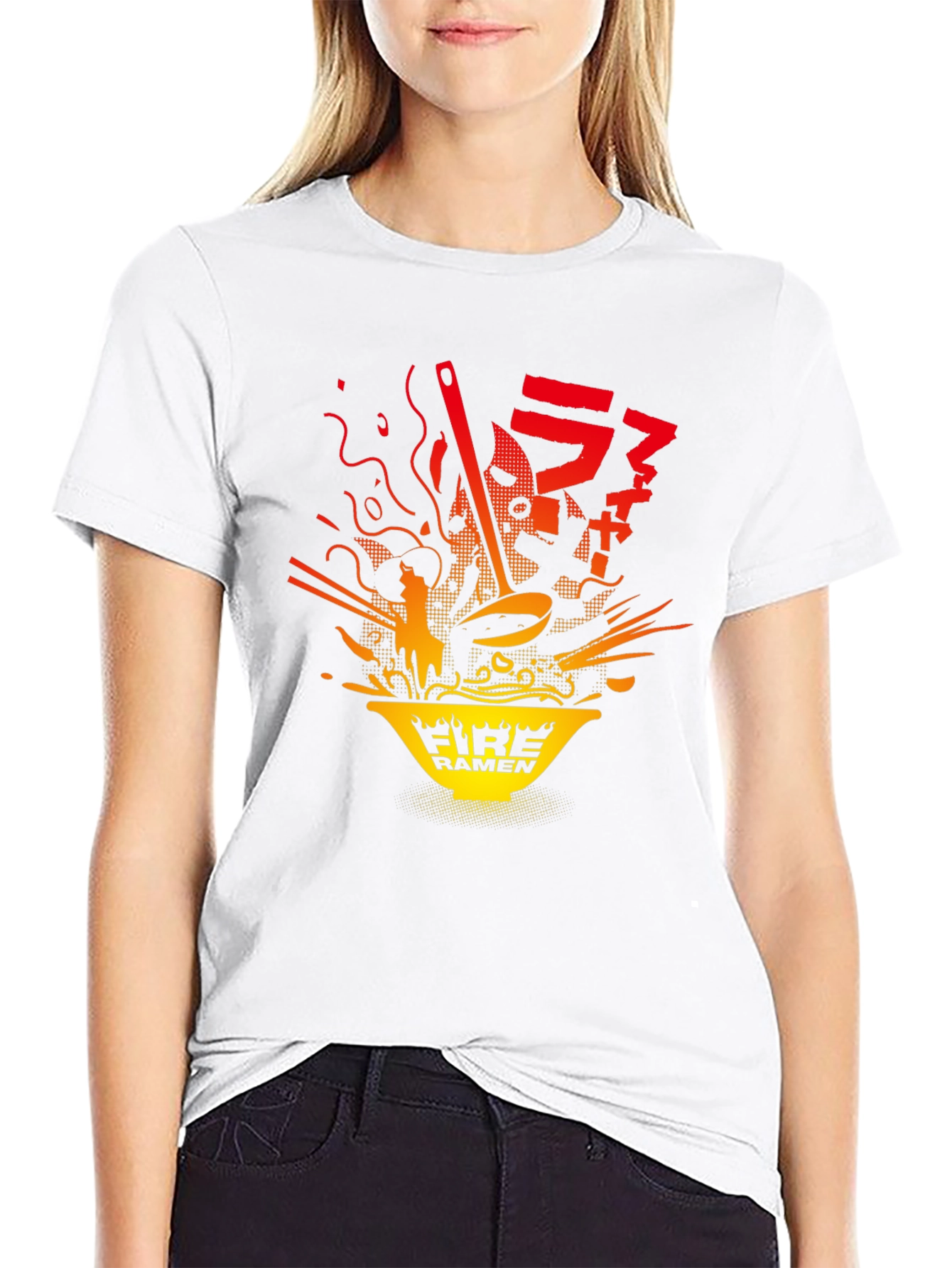 Fire Ramen Graphic Tee - Bold Anime Style