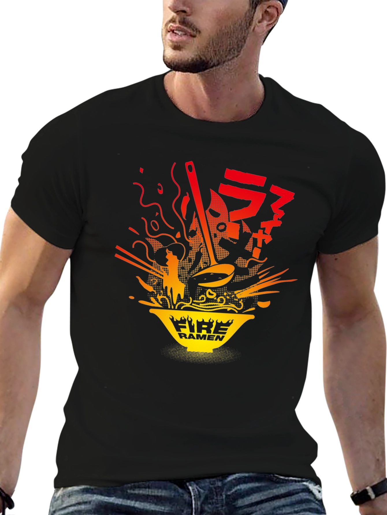 Fire Ramen Graphic Tee - Bold Anime Style