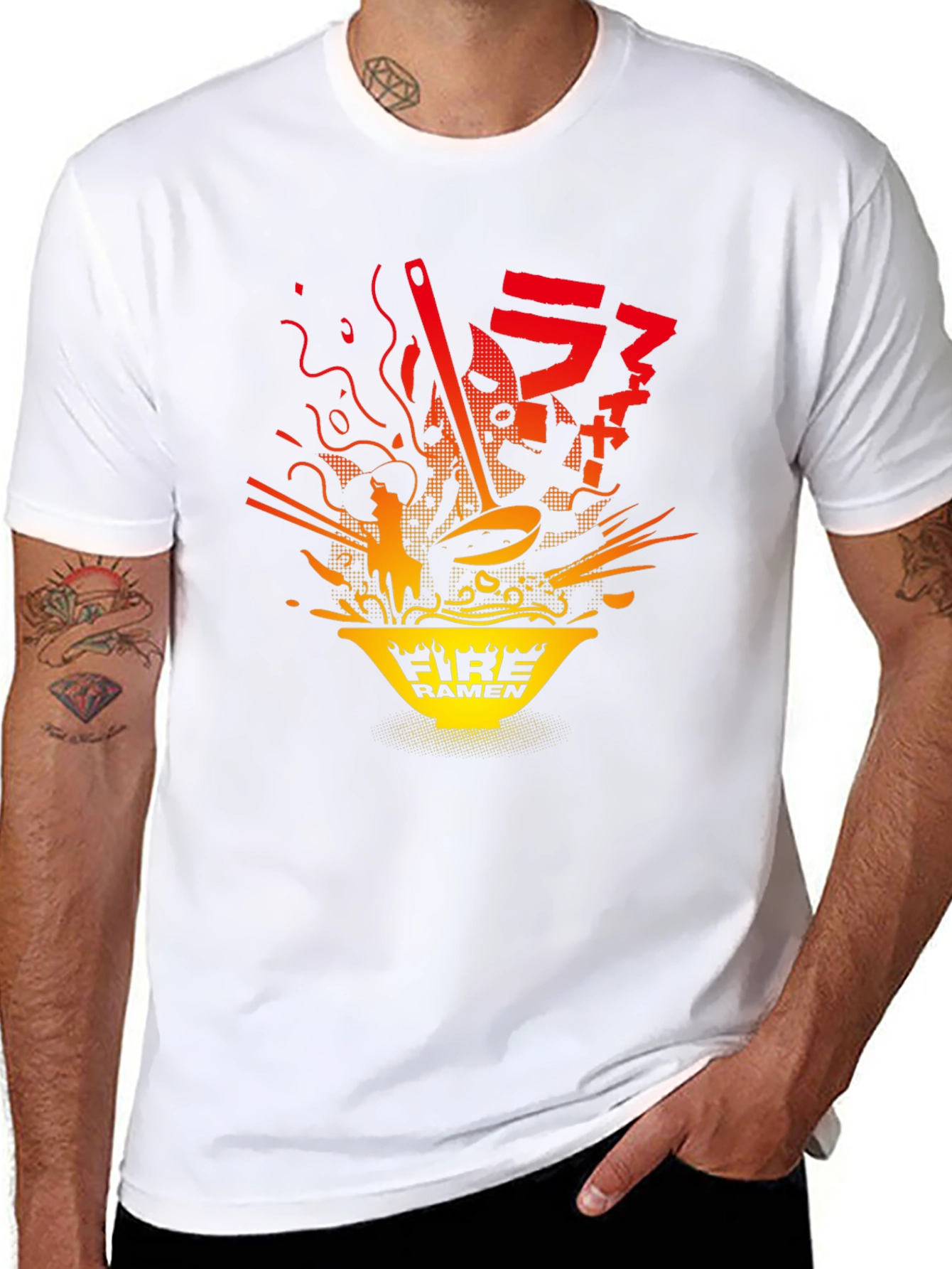 Fire Ramen Graphic Tee - Bold Anime Style