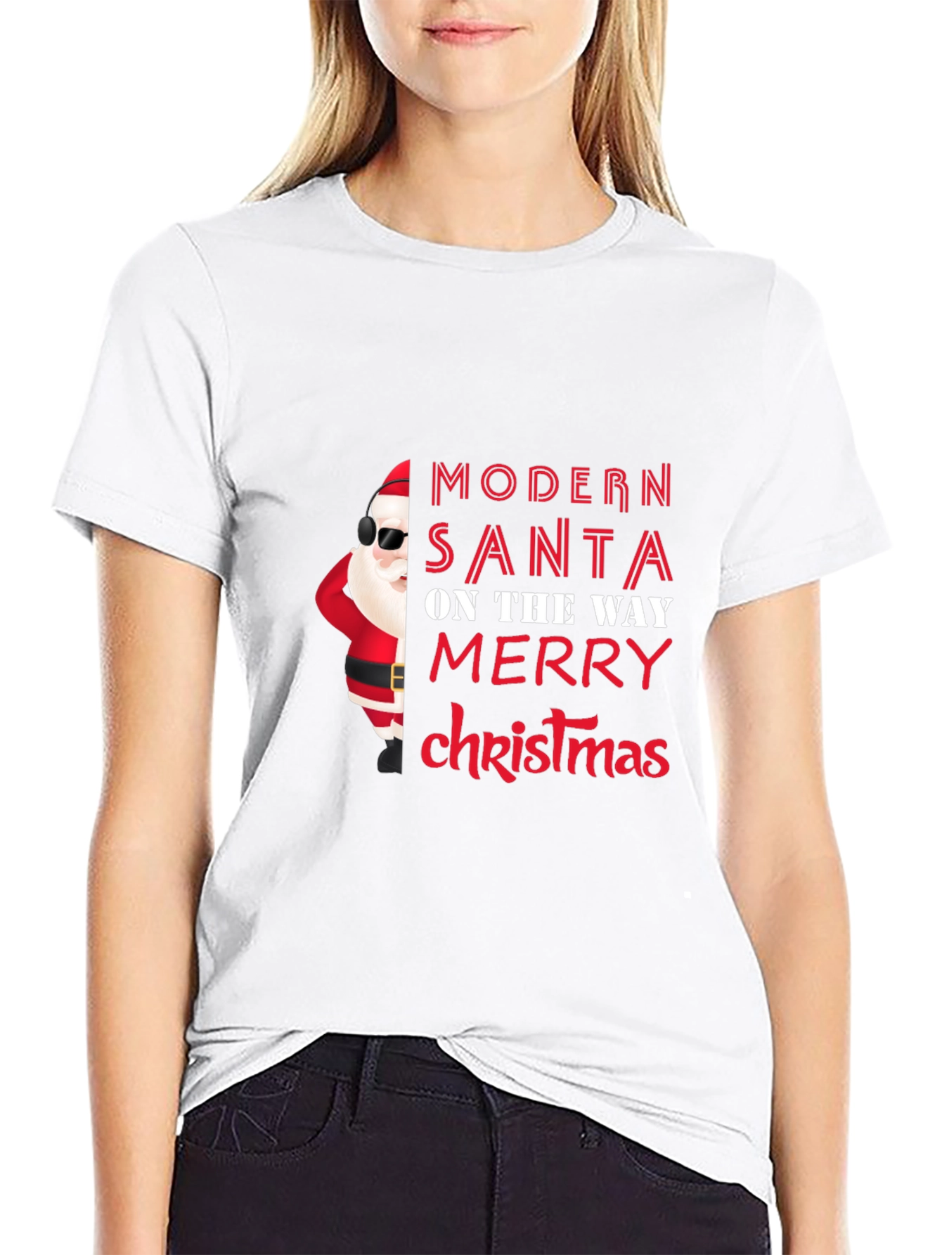 Modern Santa Christmas T-Shirt - Festive Holiday Tee