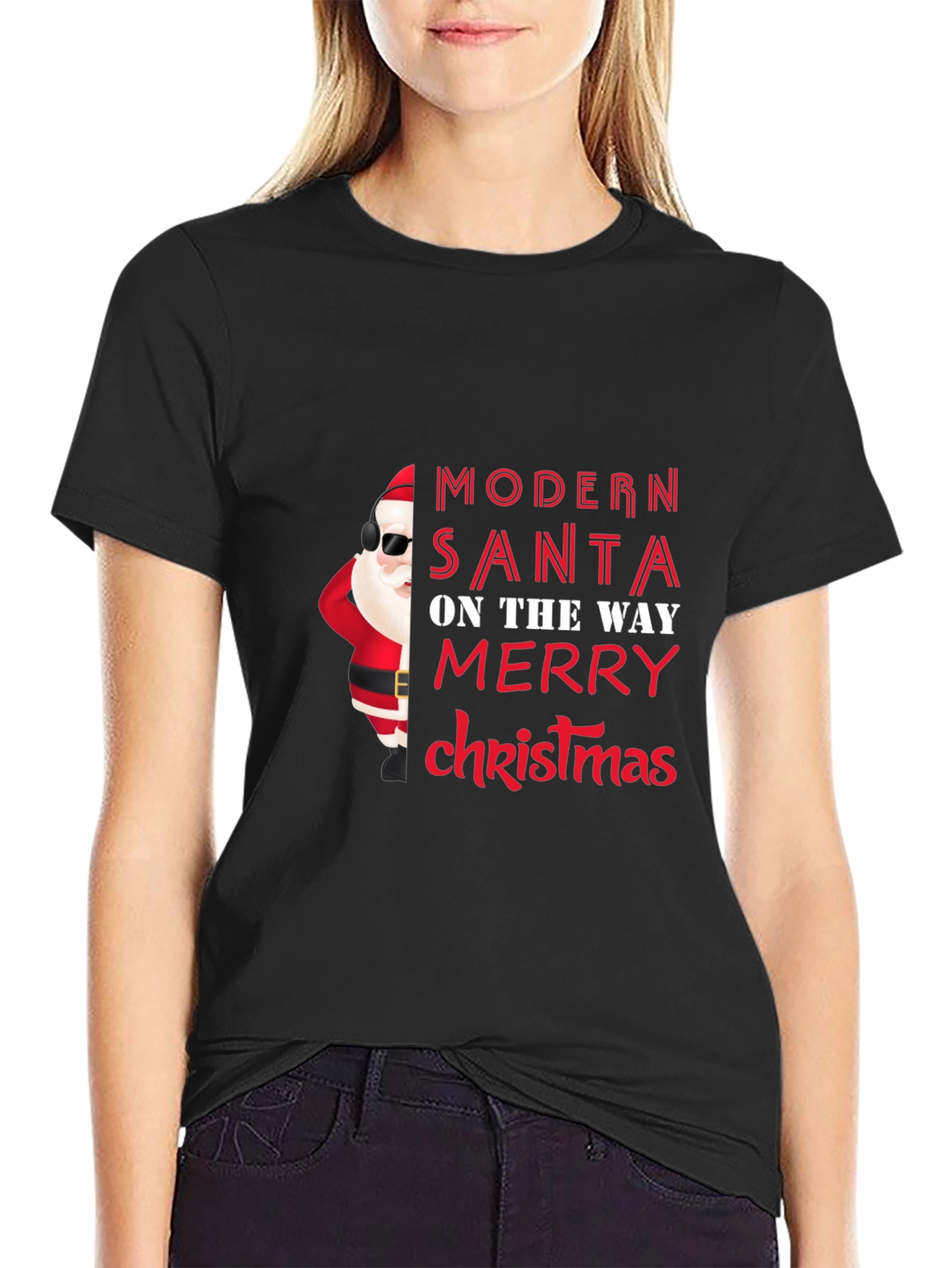 Modern Santa Christmas T-Shirt - Festive Holiday Tee