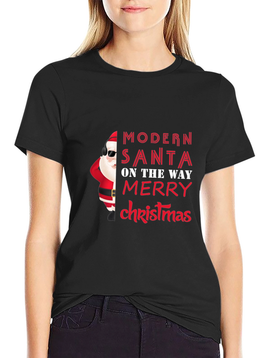 Modern Santa Christmas T-Shirt - Festive Holiday Tee