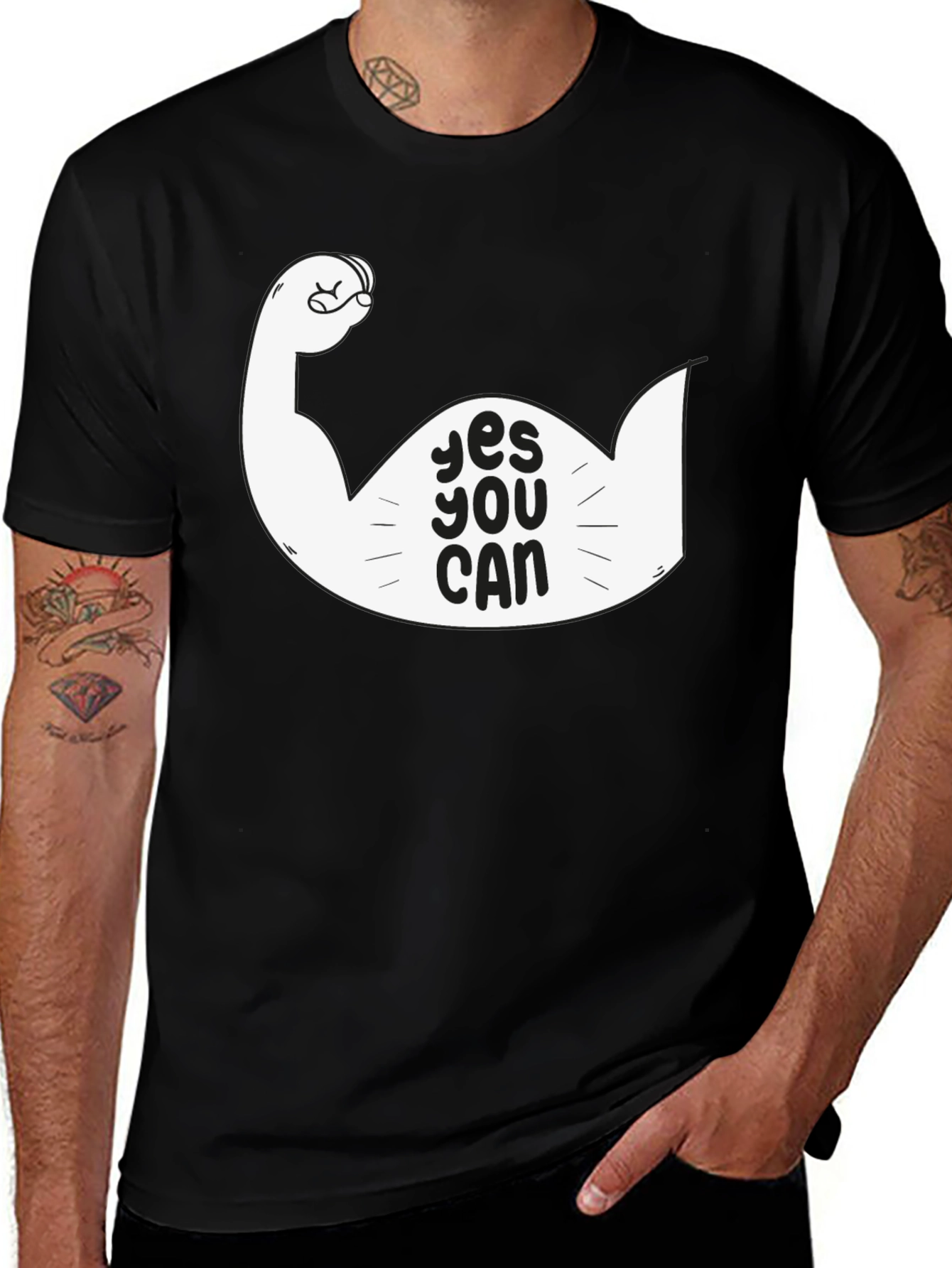 Yes You Can Graphic Tee - Motivational Black T-Shirt