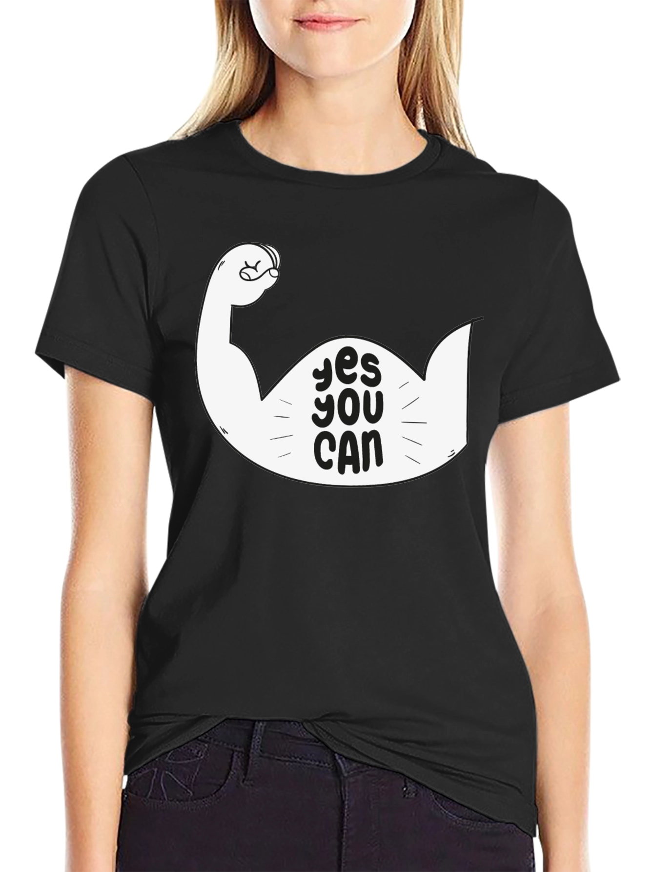 Yes You Can Graphic Tee - Motivational Black T-Shirt