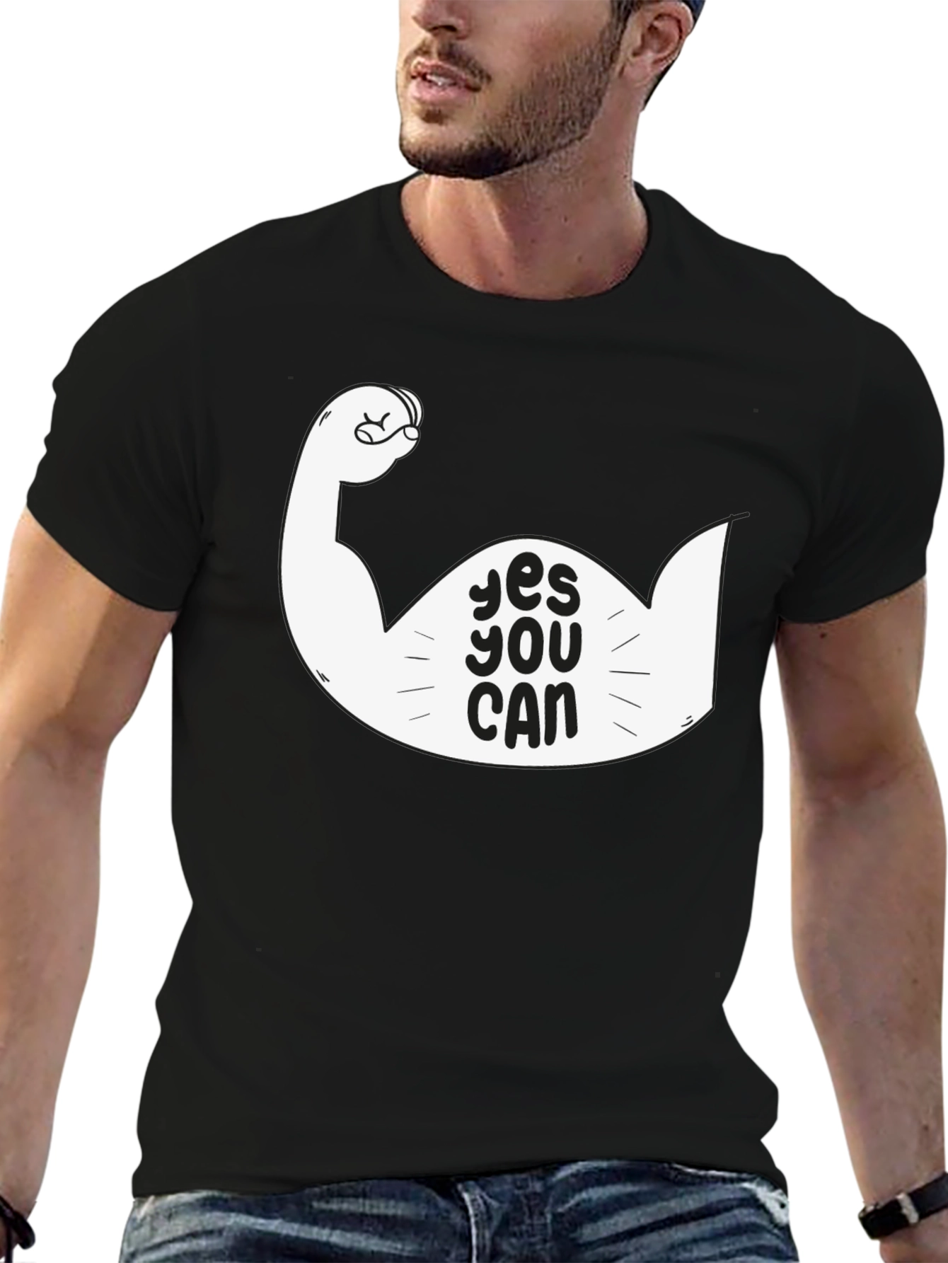 Yes You Can Graphic Tee - Motivational Black T-Shirt