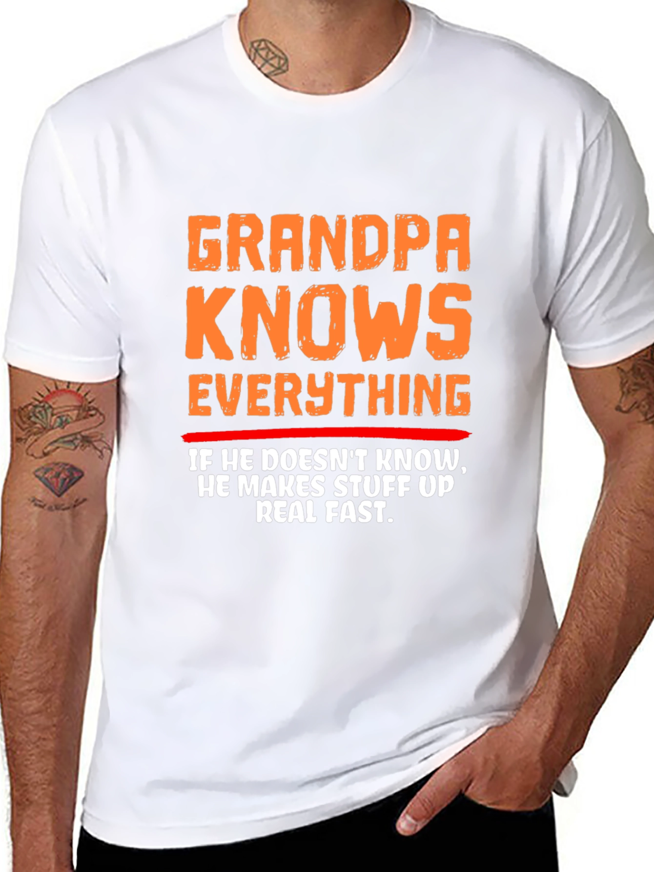 Grandpa Knows Everything Funny Graphic T-Shirt