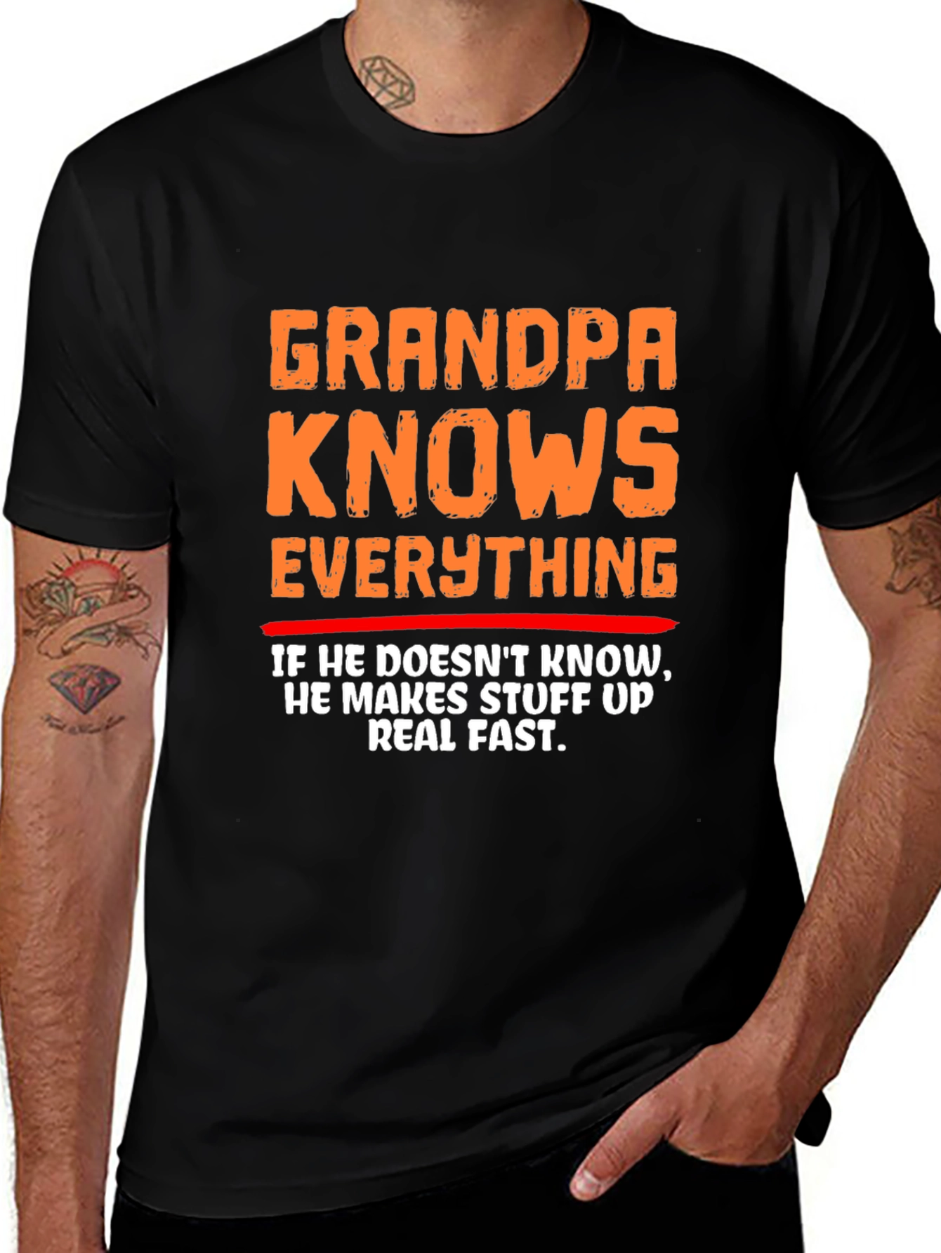 Grandpa Knows Everything Funny Graphic T-Shirt