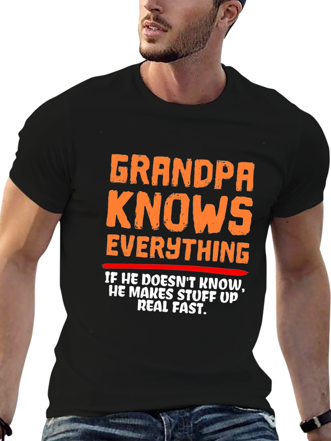 Grandpa Knows Everything Funny Graphic T-Shirt