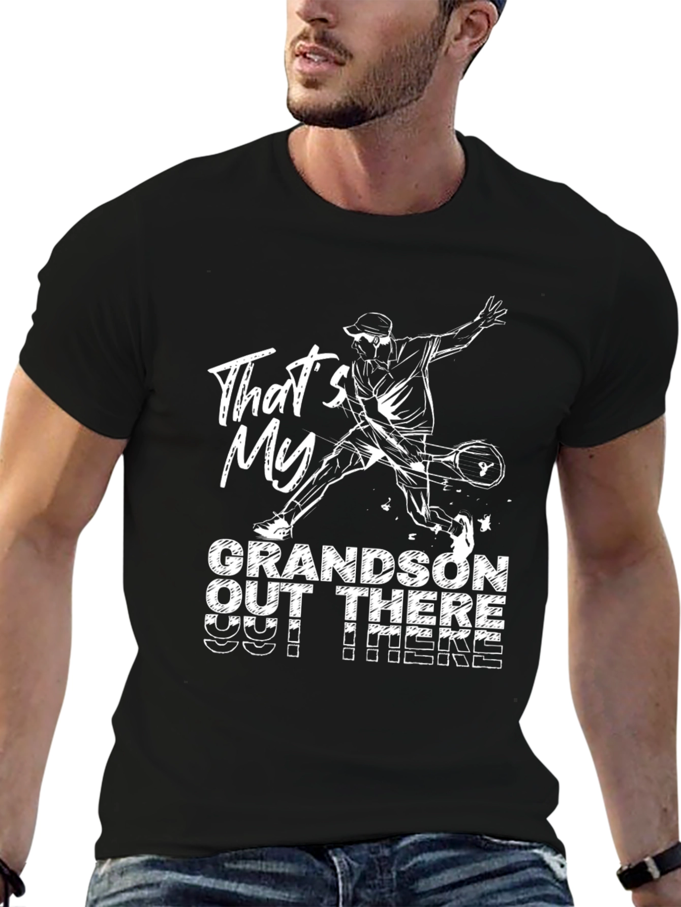 Thats My Grandson Out There Black Tee