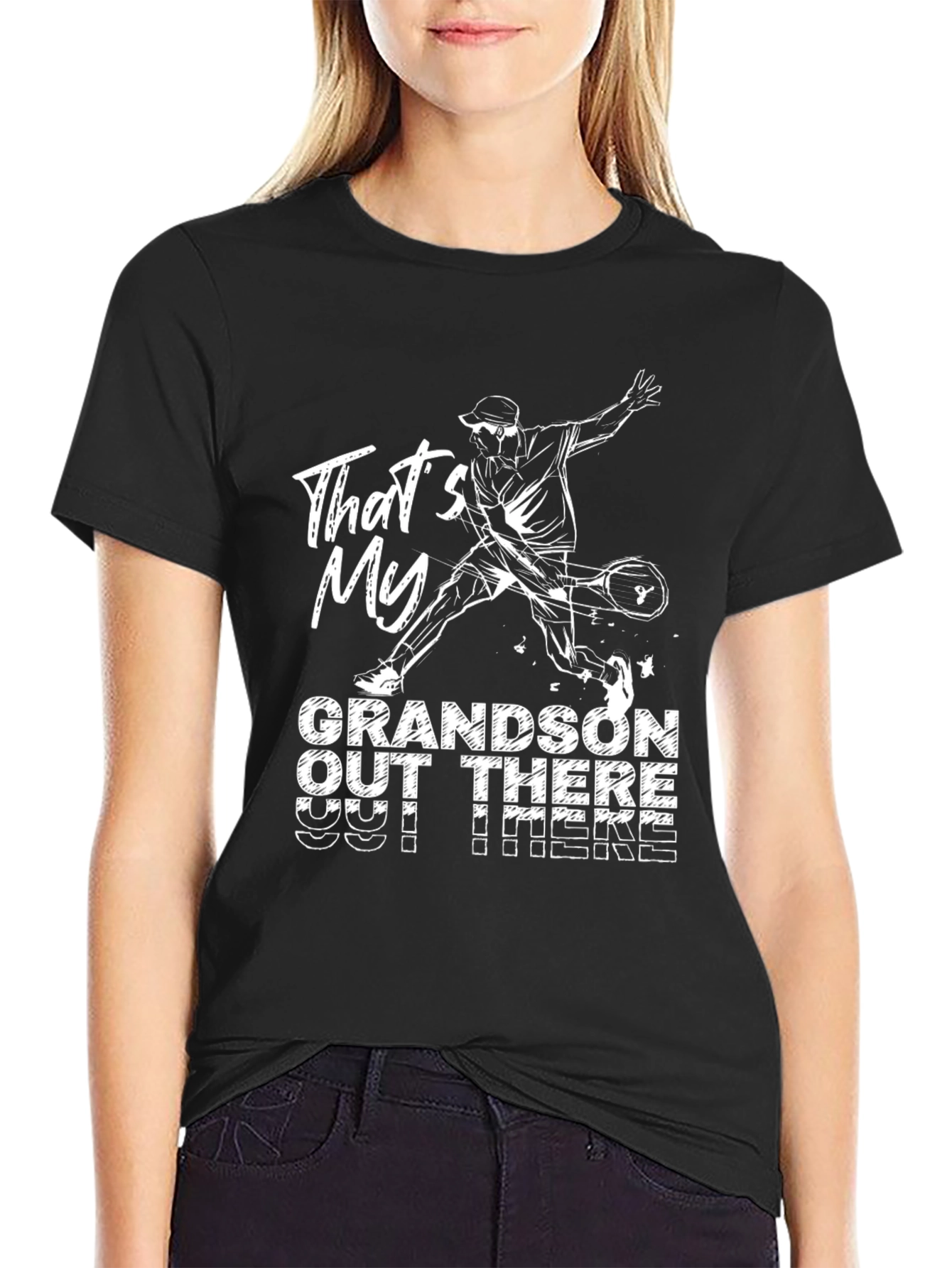 Thats My Grandson Out There Black Tee