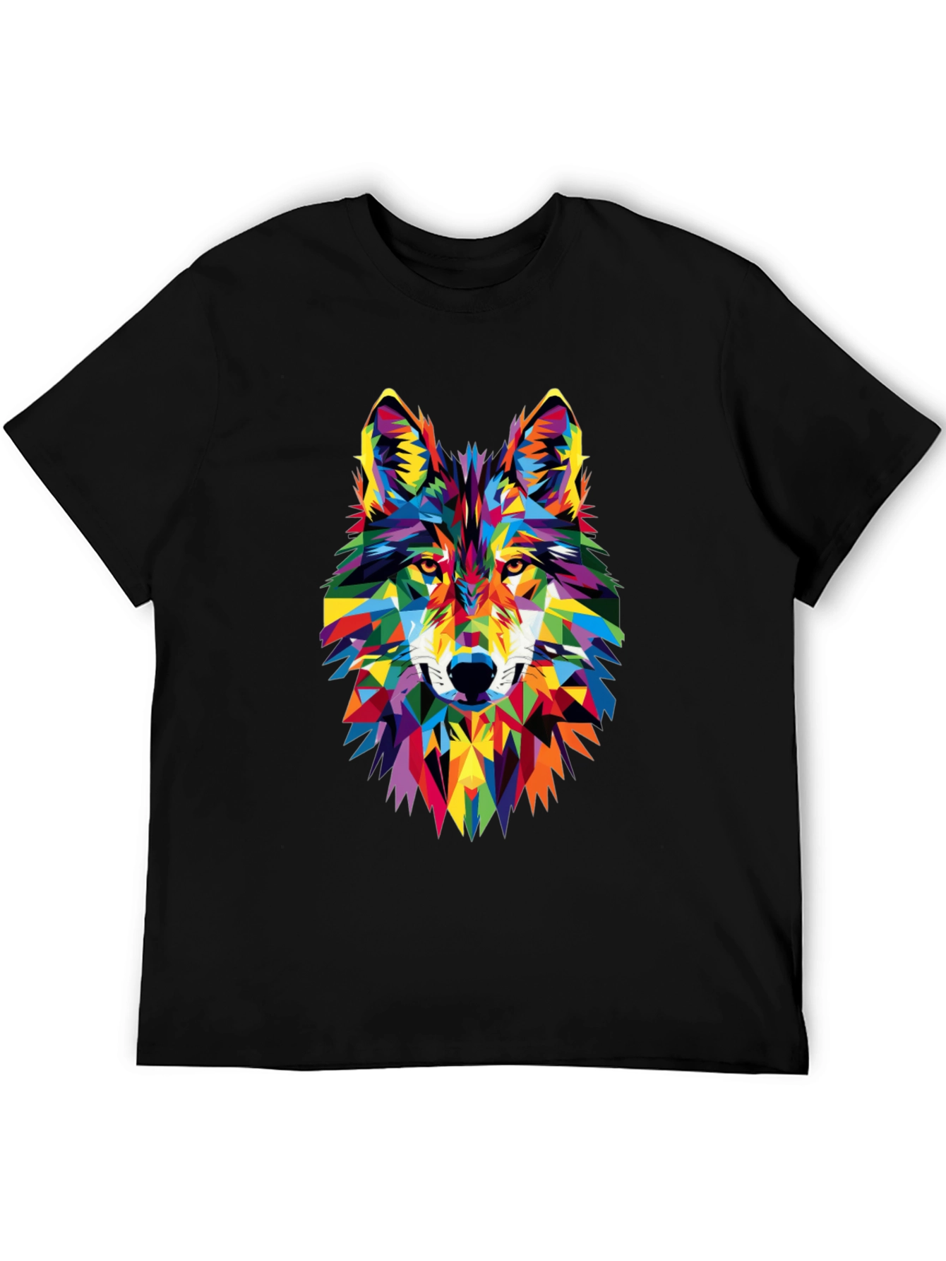 Geometric Wolf Graphic Tee - Vibrant Animal Print