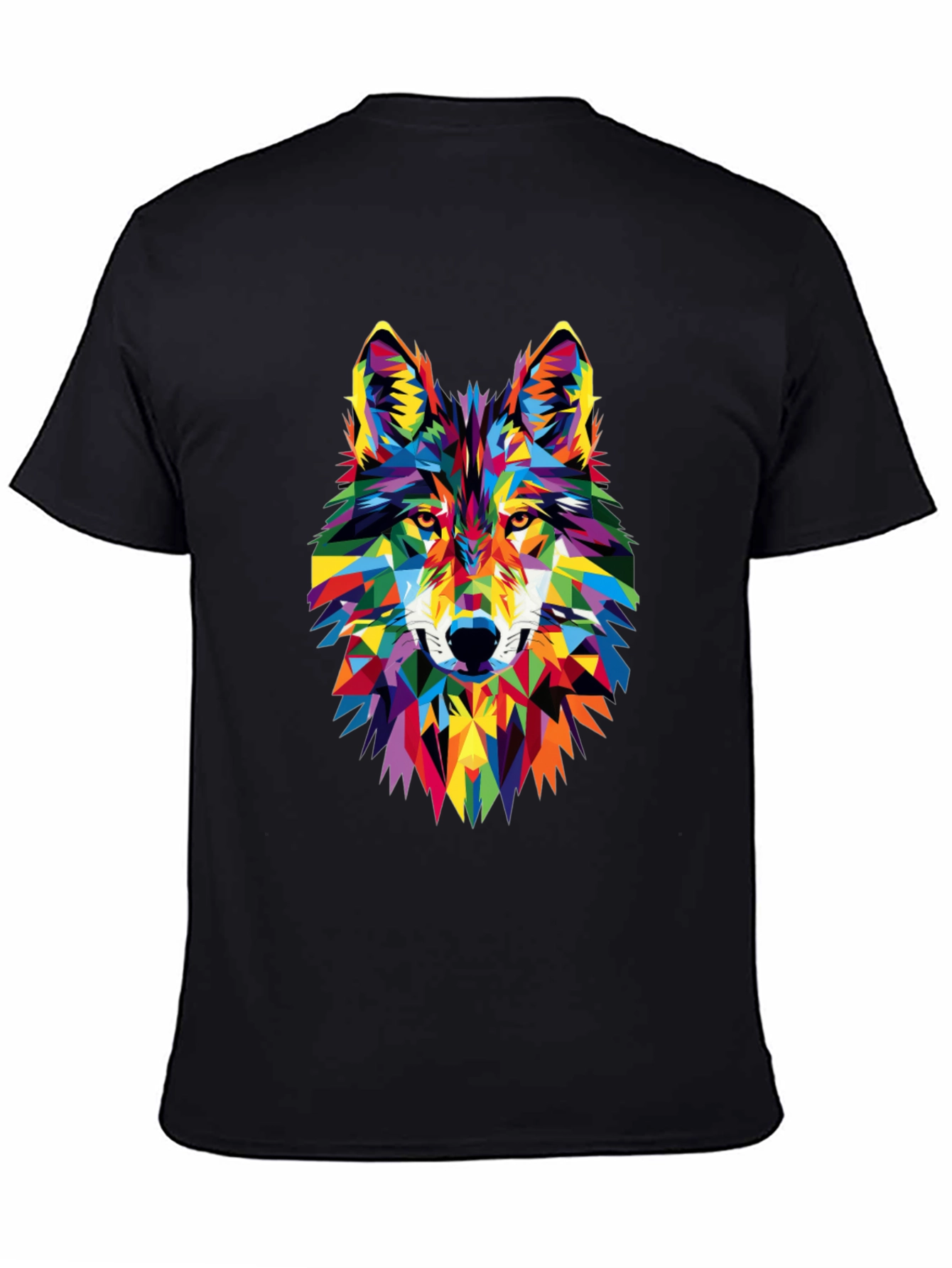 Geometric Wolf Graphic Tee - Vibrant Animal Print