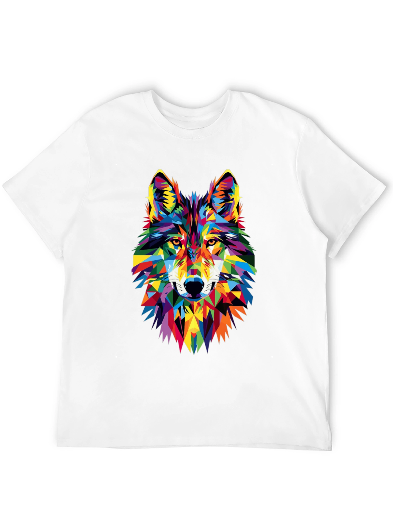 Geometric Wolf Graphic Tee - Vibrant Animal Print