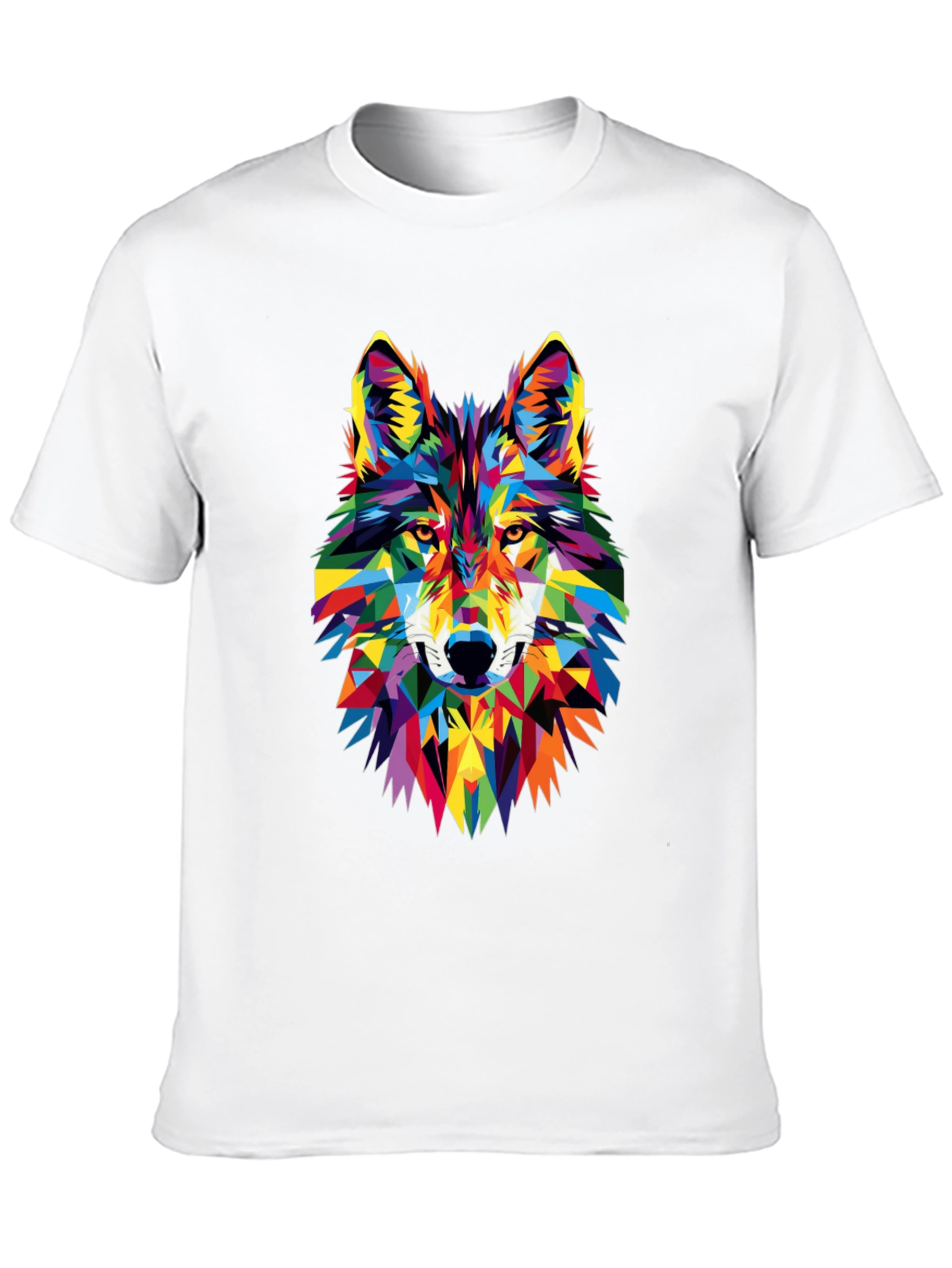 Geometric Wolf Graphic Tee - Vibrant Animal Print