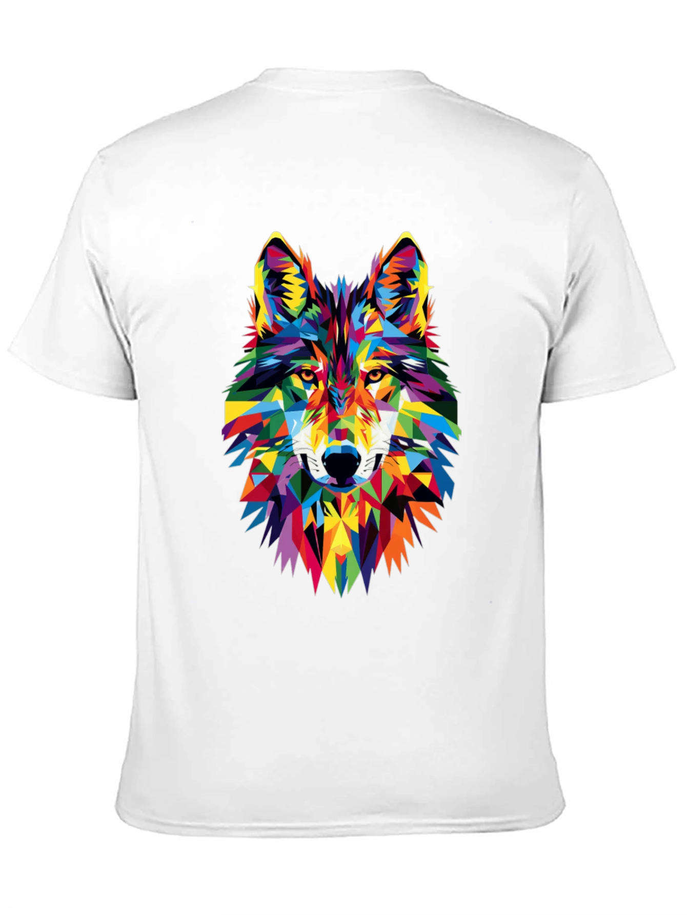 Geometric Wolf Graphic Tee - Vibrant Animal Print