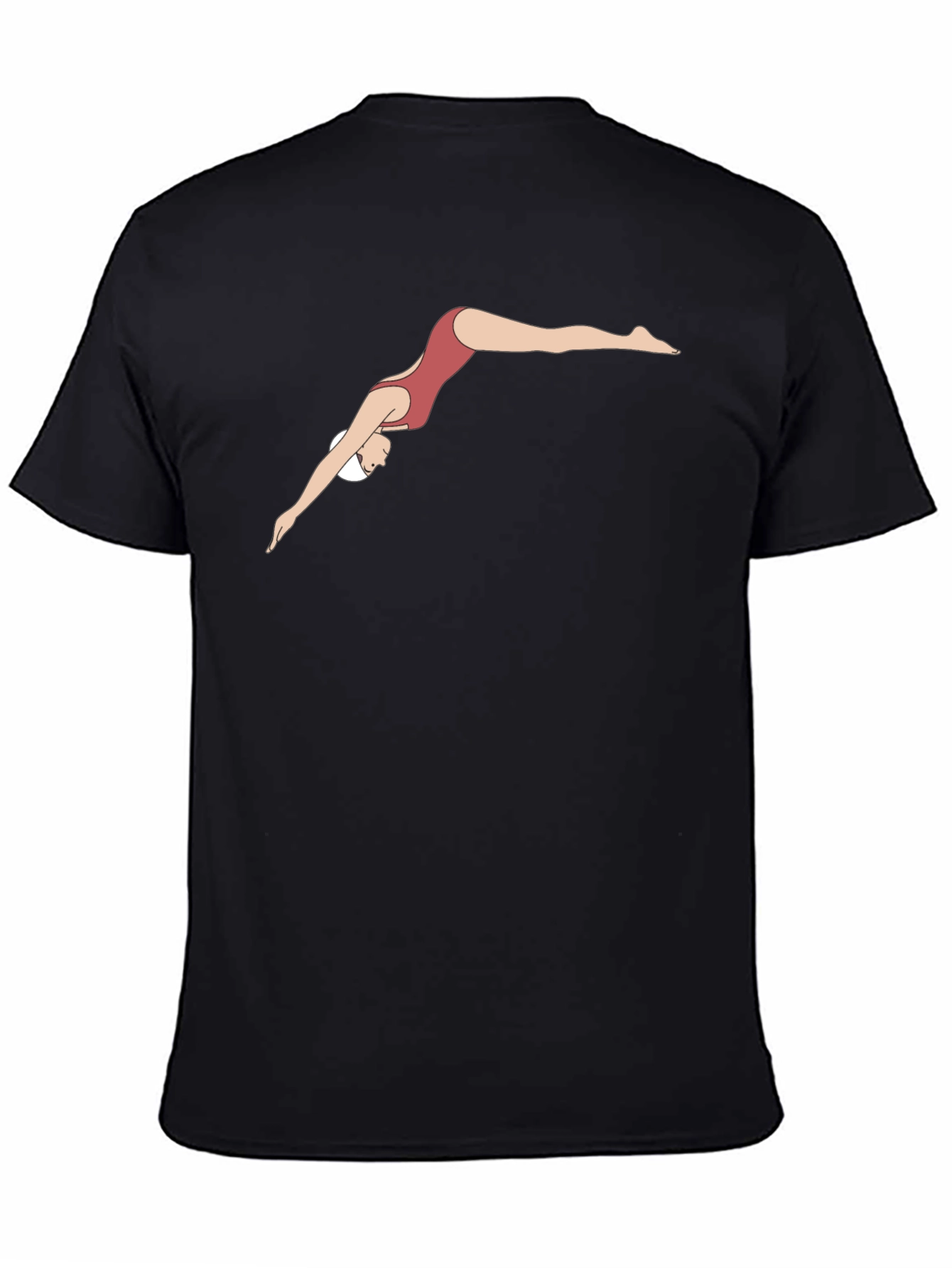 Diving Woman Graphic Tee - Black Cotton T-Shirt