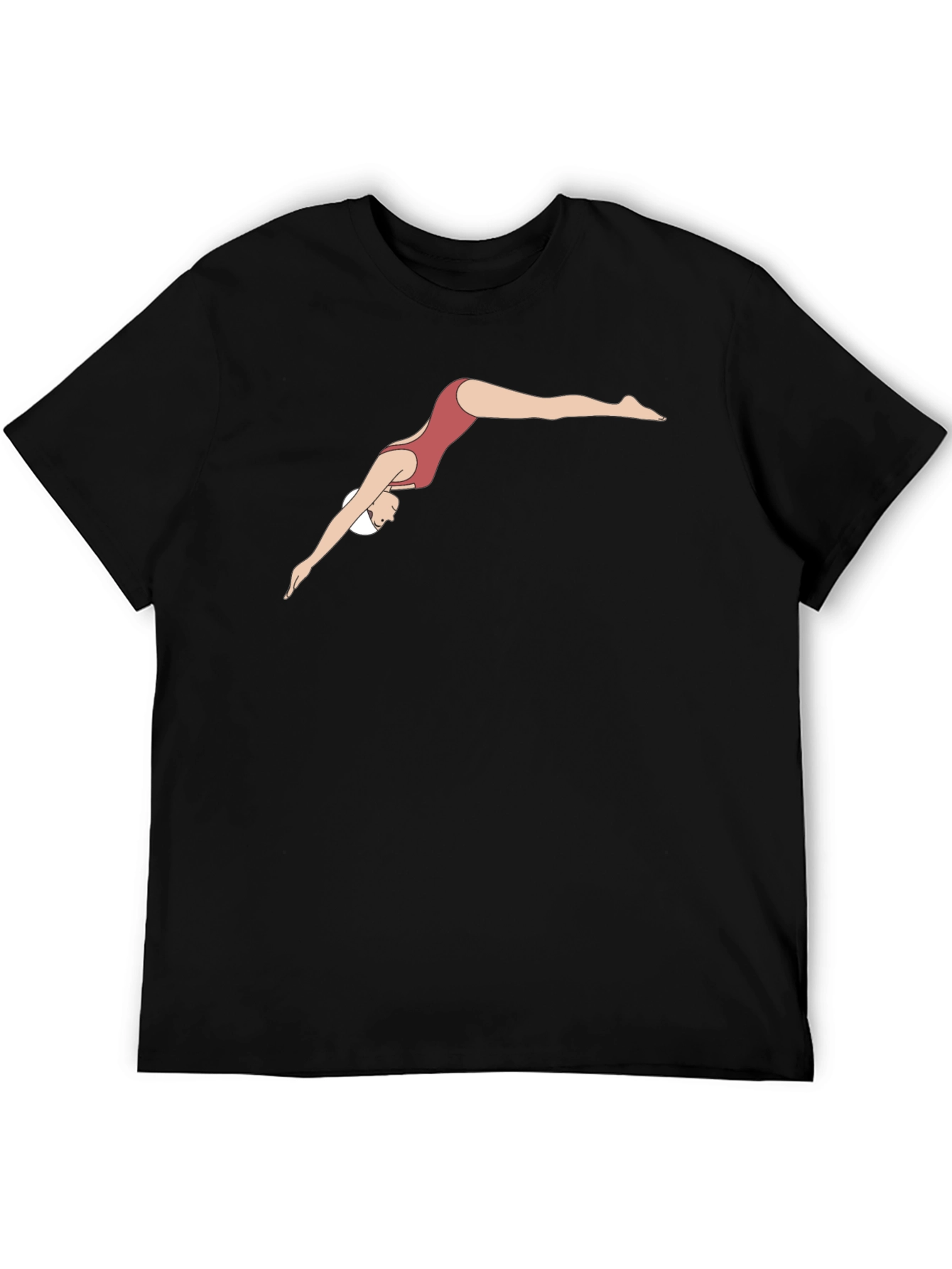 Diving Woman Graphic Tee - Black Cotton T-Shirt
